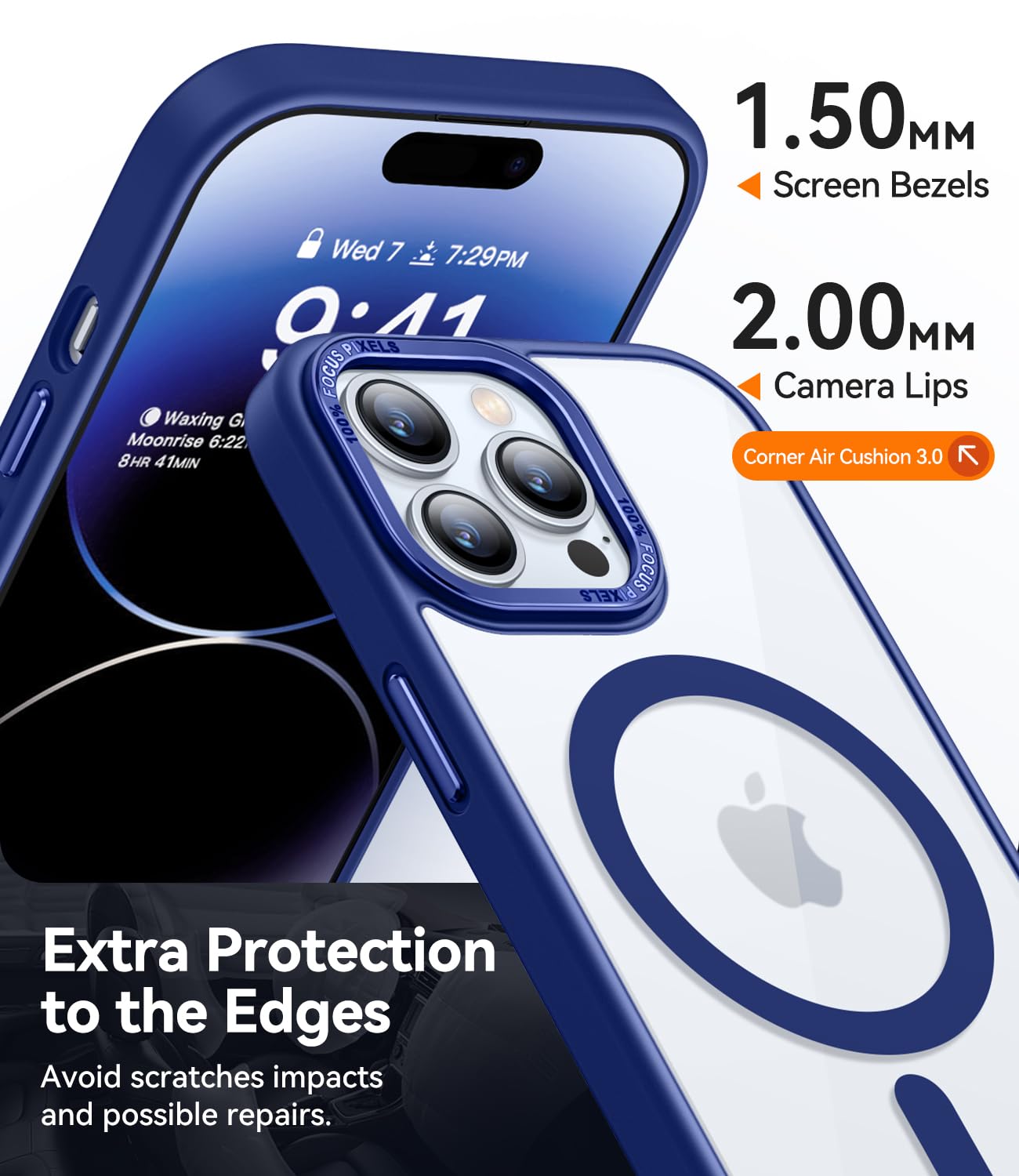 Canshn Clear Magnetic Compatible With Iphone 14 Pro Max Case [Not Yellowing] [Compatible With Magsafe] Slim Thin Shockproof Prot