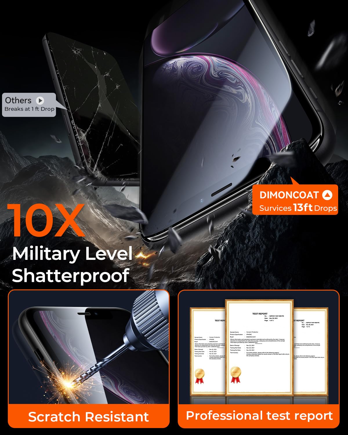 Dimoncoat 4 Pack Screen Protector Compatible With Iphone 11/ Iphone Xr [Auto Alignment Kit] [10X Military Protection] For 11/Xr