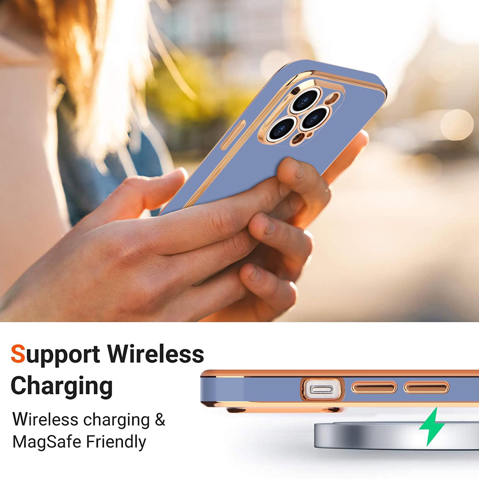 Teageo For Iphone 13 Pro Max Case For Girl Women Cute Love Heart Luxury Bling Plating Soft Back Cover Raised Camera Protection B