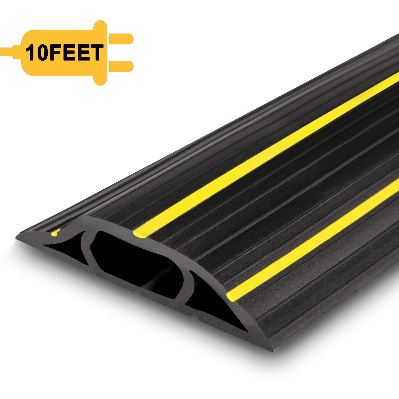 Agptek Heavy Duty Floor Cable Cover Cable Protector, 10 Ft Floor Cord Protector 3 Channels Floor Cord Cover (Mid Channel 0.93'')