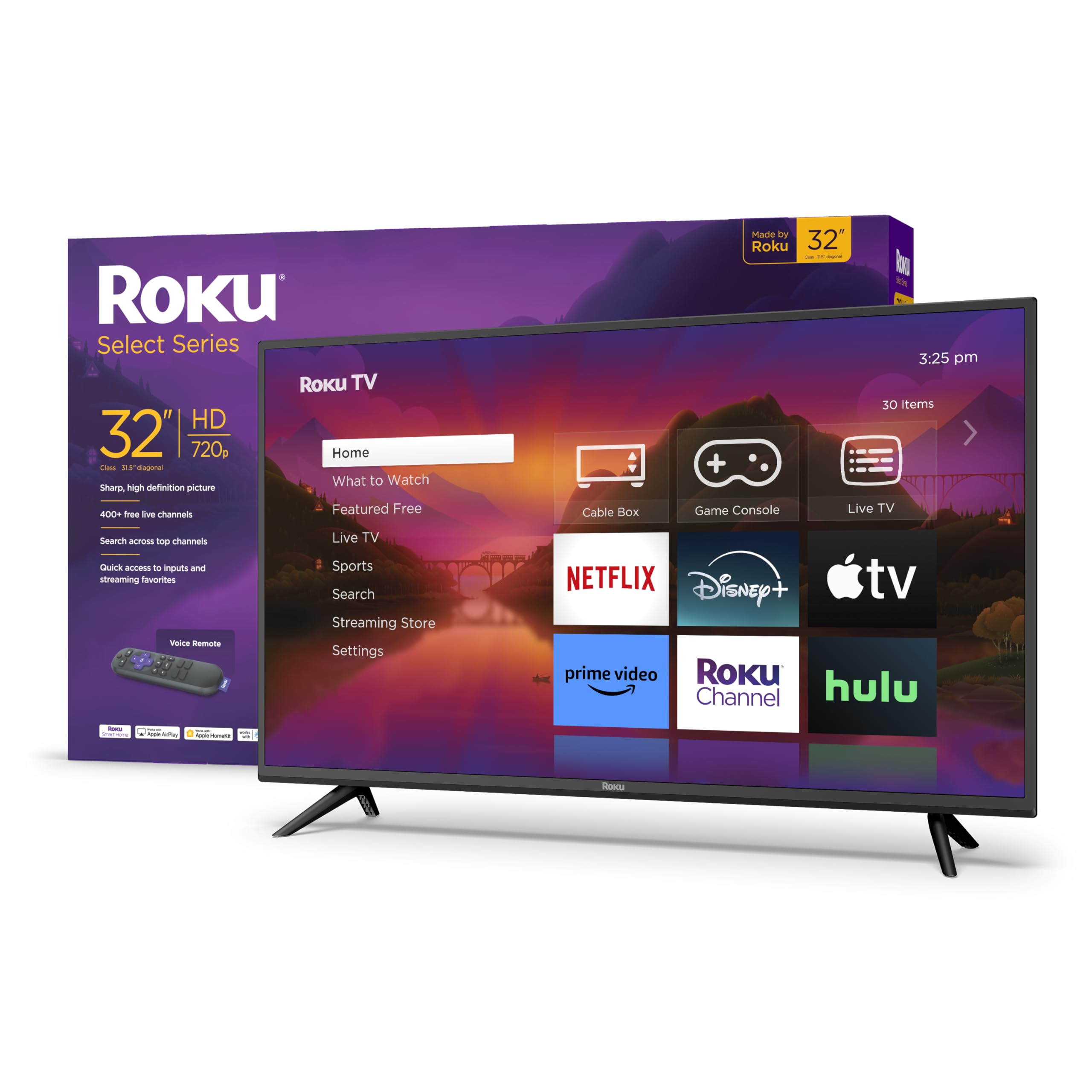 Roku Smart Tv   32 Inch Select Series 720P Hd Rokutv Voice Remote, Bright Picture, Customizable Home Screen   Live Local News, S