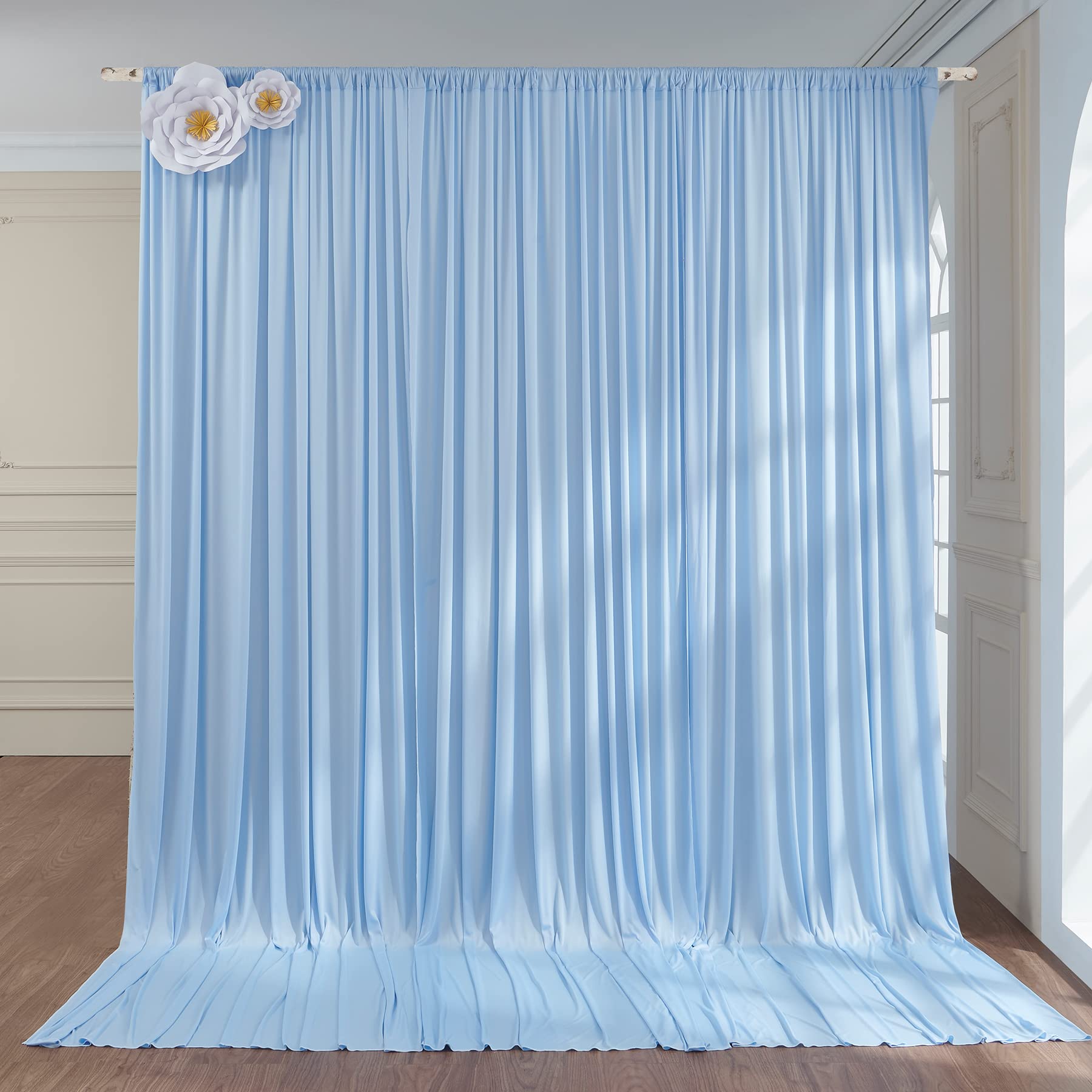 10X8Ft Wrinkle Free Baby Blue Backdrop Curtains For Parties, Thick Fabric Backdrop Drapes For Wedding Birthday Photography Baby