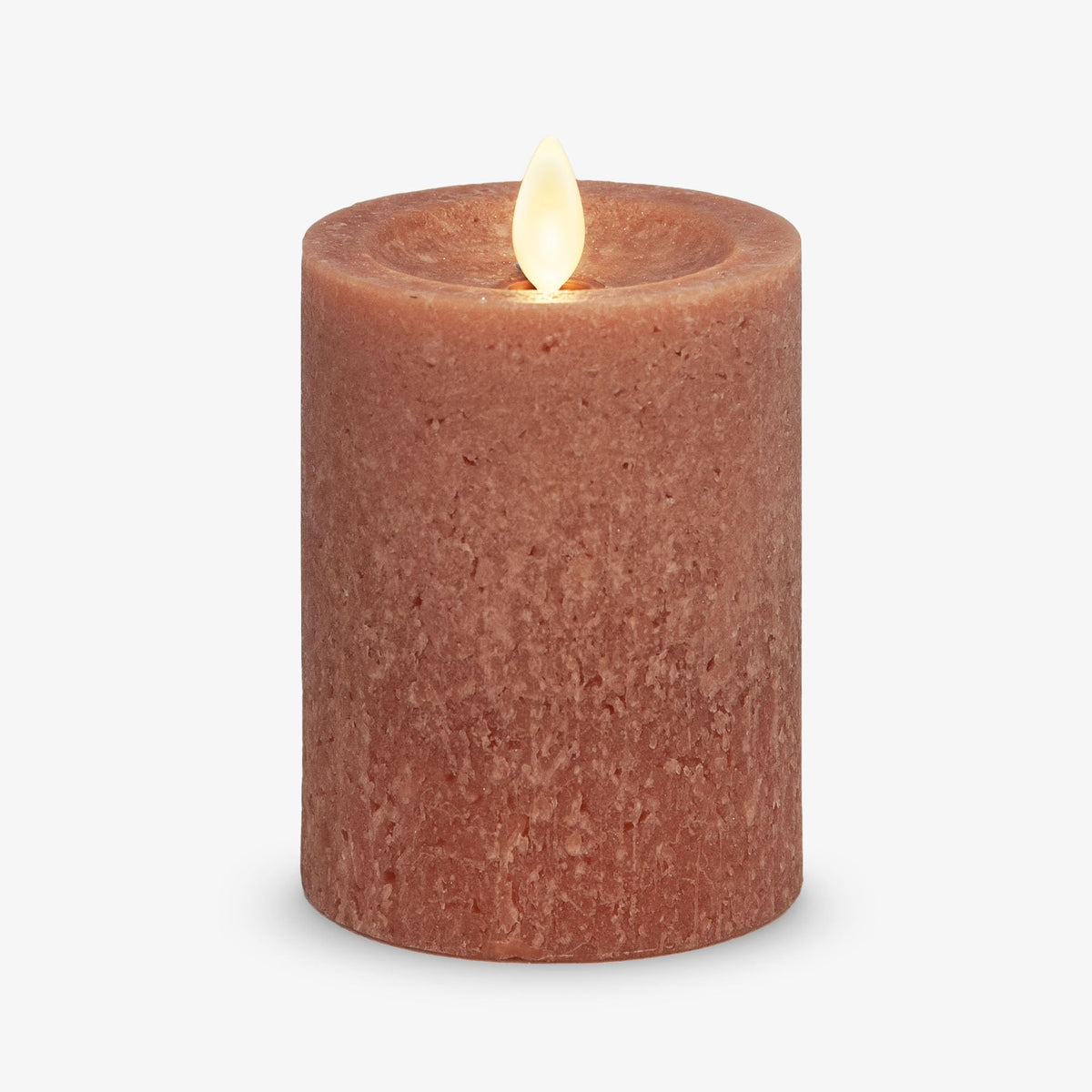 Luminara Sea Glass Flameless Candle, Adobe 3'' X 4.5'', Moving Led Flame Pillar With Timer, Battery Operated, Real Wax, Unscente