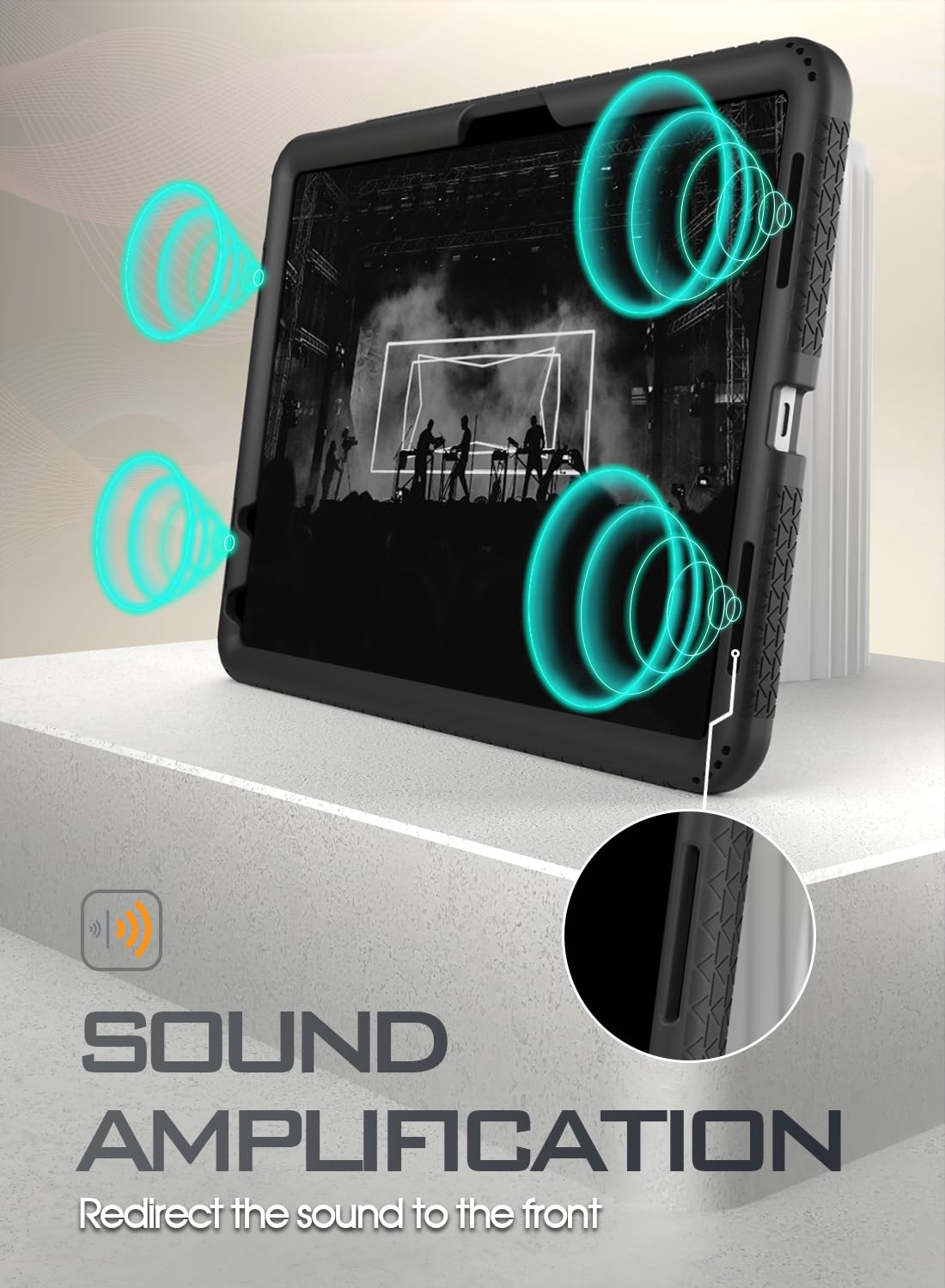 Poetic Turtleskin Case Designed For Ipad Air 11 Inch M3 / M2 (2025/2024), Heavy Duty Shockproof Rugged Kids Friendly Drop Protection Silicone Cover Case, Black