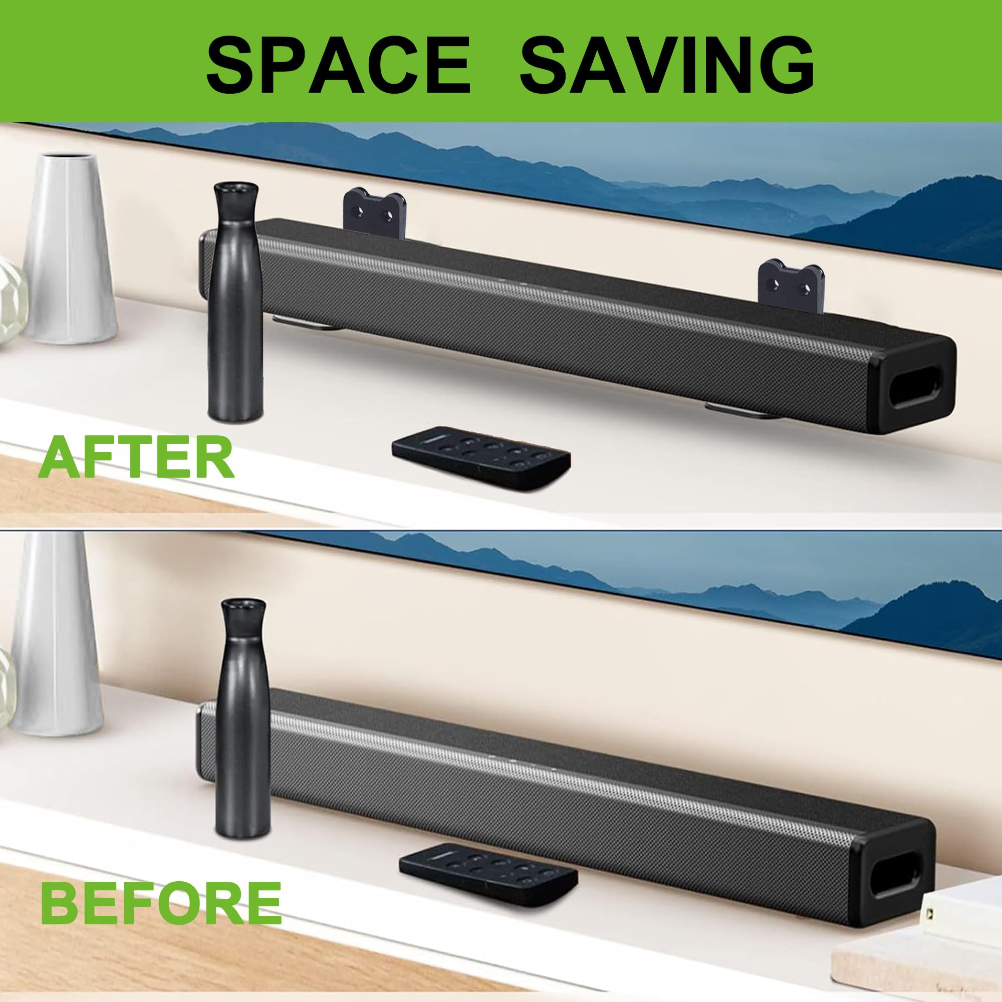 Suixing Adjustable Soundbar Mount, Universal Sound Bar Wall Brackets Works With Most Sound Bar Mounts, Length Adjustable 3.4'' 5