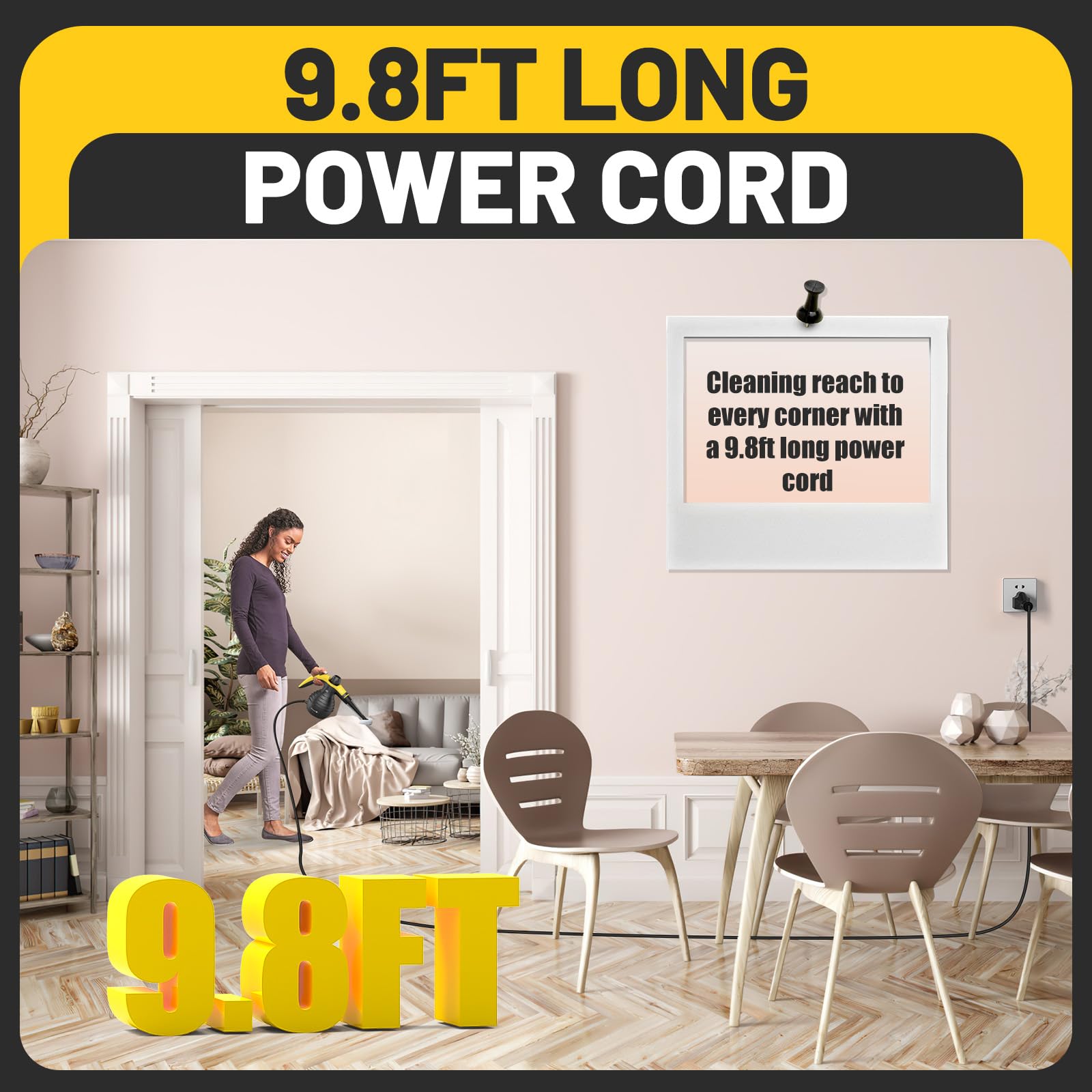 Steamify Pressurized Handheld Steam Cleaner With 10Pcs Accessories & Safety Lock, Multi Purpose & Powerful Home Use Steamer For