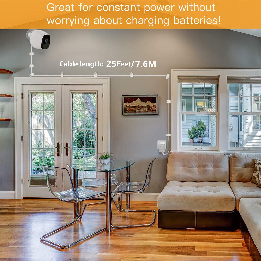 Farsail Arlo Power Cable 20Ft, Arlo Cord And Charger For Arlo Pro & Pro 2 And Arlo Go, Weatherproof Outdoor Indoor, Solved The N