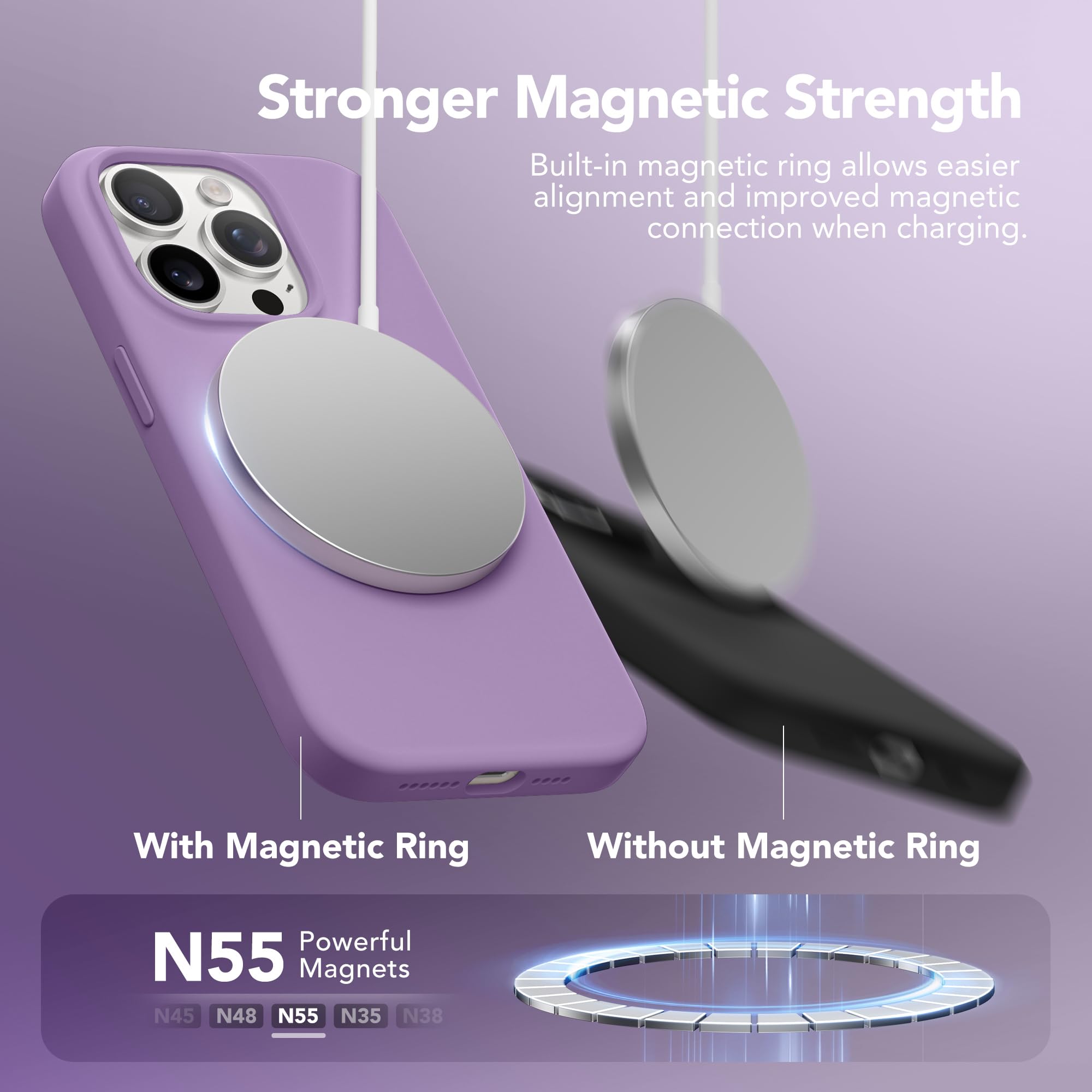 Gonez Magnetic Silicone For Iphone 13 Pro Max Case, [Compatible With Magsafe] [2X Screen Protector + 2X Camera Lens Protector],