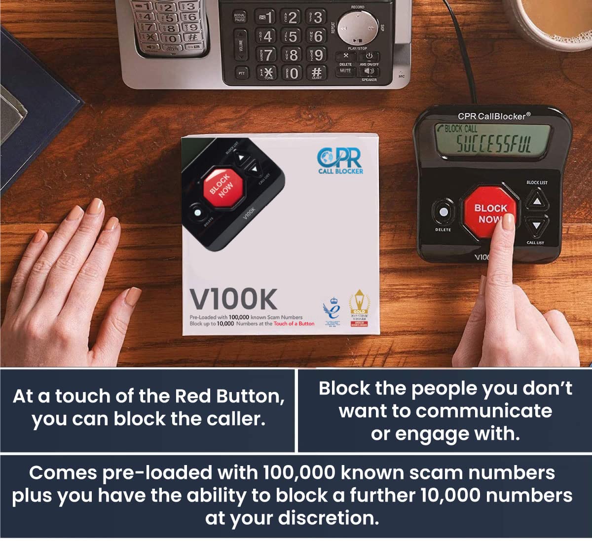 Cpr V100K Spam Call Blocker For Landline Phones   Stop All Unwanted Calls At A Touch Of A Button   Scam Call Blocker For Home Ph