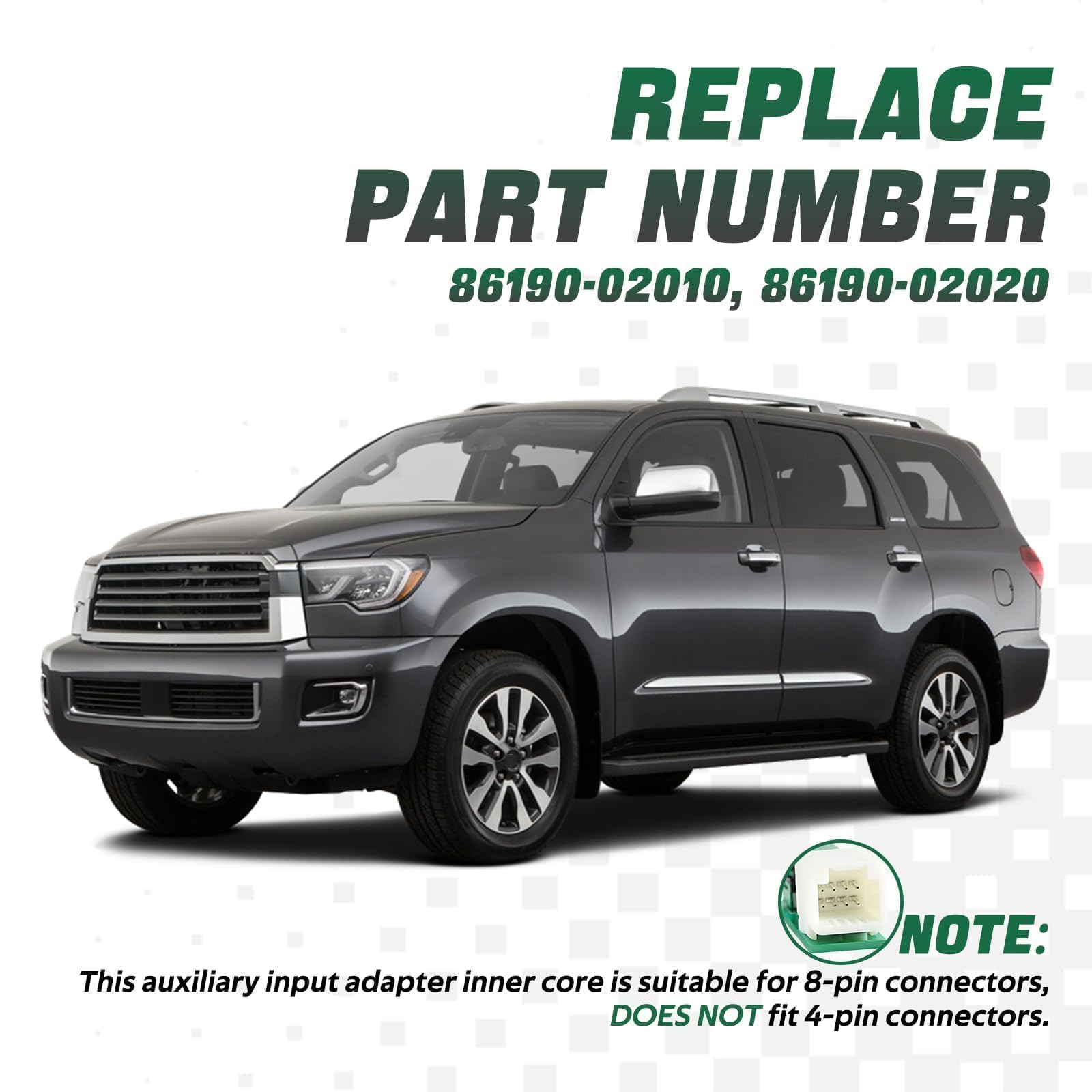 Fusch Auxiliary Jack Port Audio Stereo Adapter Input Jack Replacement Kit Compatible With Toyota Sequoia Sienna Tacoma Tundra Av