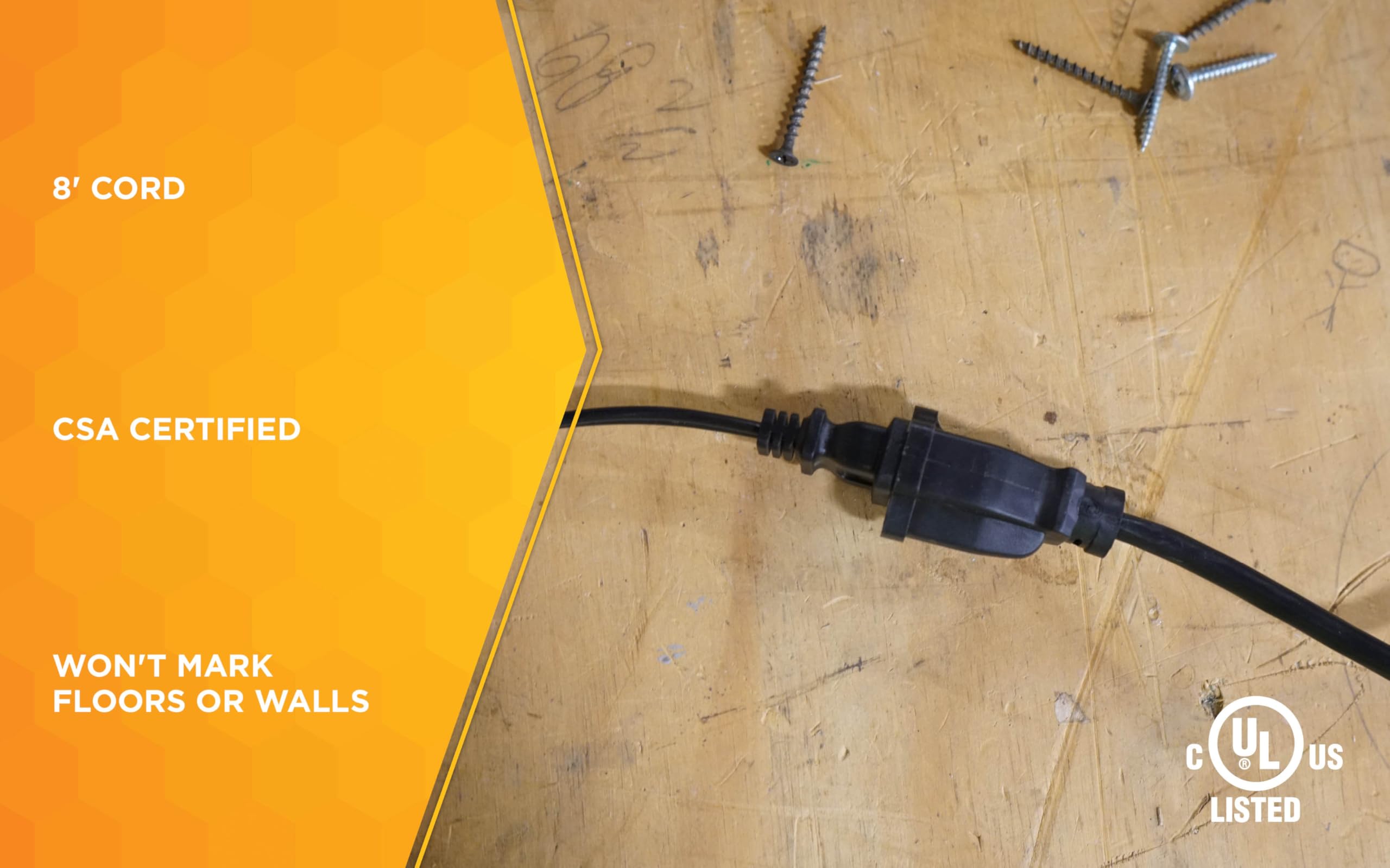 Woods General Purpose Outdoor/Indoor Extension Cord (8 Ft, Black), 260