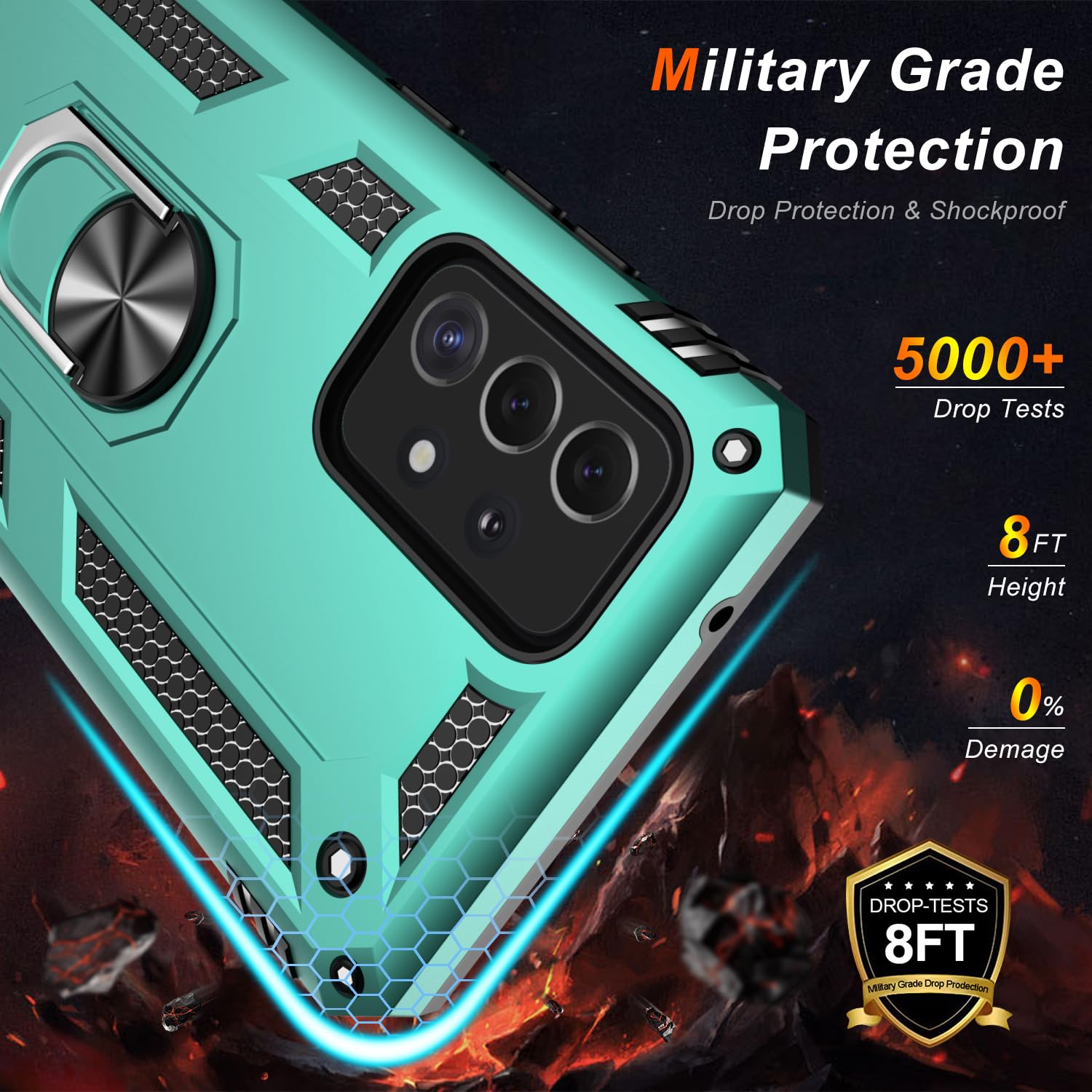 Lumarke For Galaxy A72 Case With Screen Protector,Pass 16Ft. Drop Tested Military Grade Protective Phone Cover With Magnetic Rin