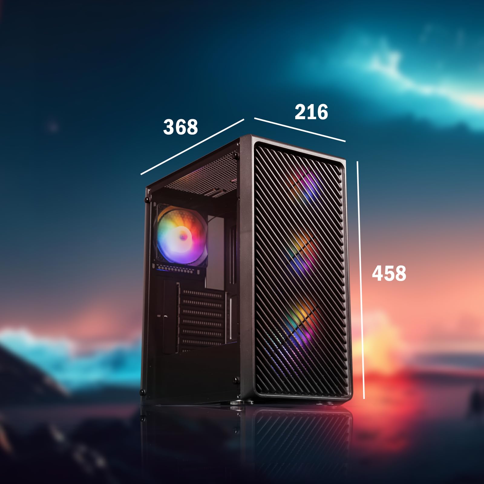 Raidmax Vector V211 Gaming PC Case 4x RGB Fans 240mm Water Cooler Tempered Glass Black