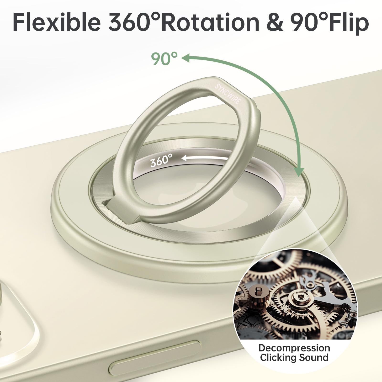 Syncwire Upgraded Magnetic Phone Ring Holder For Magsafe, Magnetic Cell Phone Grip Stand Finger Ring Kickstand With Two Sided Ma