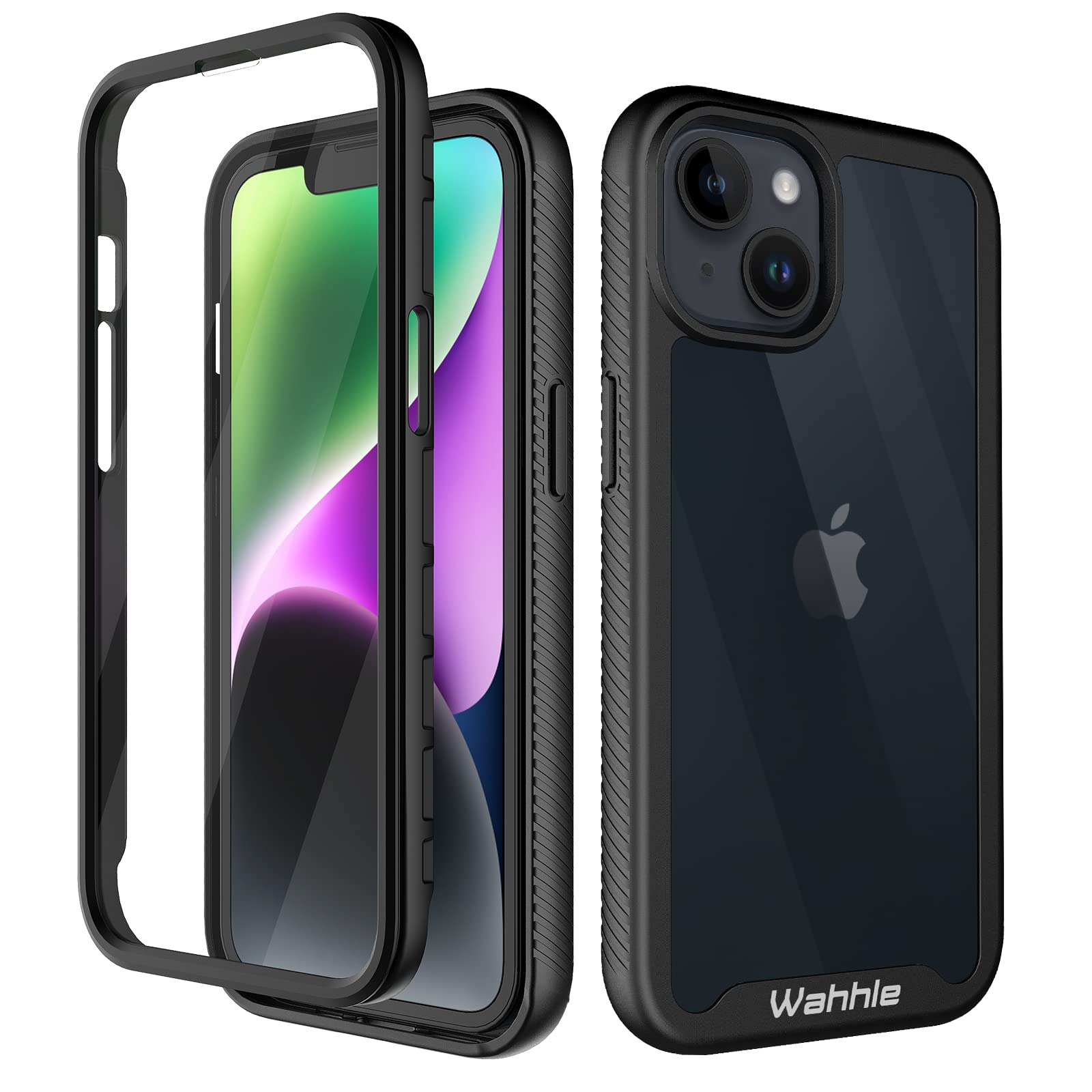 Wahhle Compatible With Iphone 13 Case, Iphone 14 Case, Full Body Shockproof Protection Built In Touch Sensitive Anti Scratch Scr