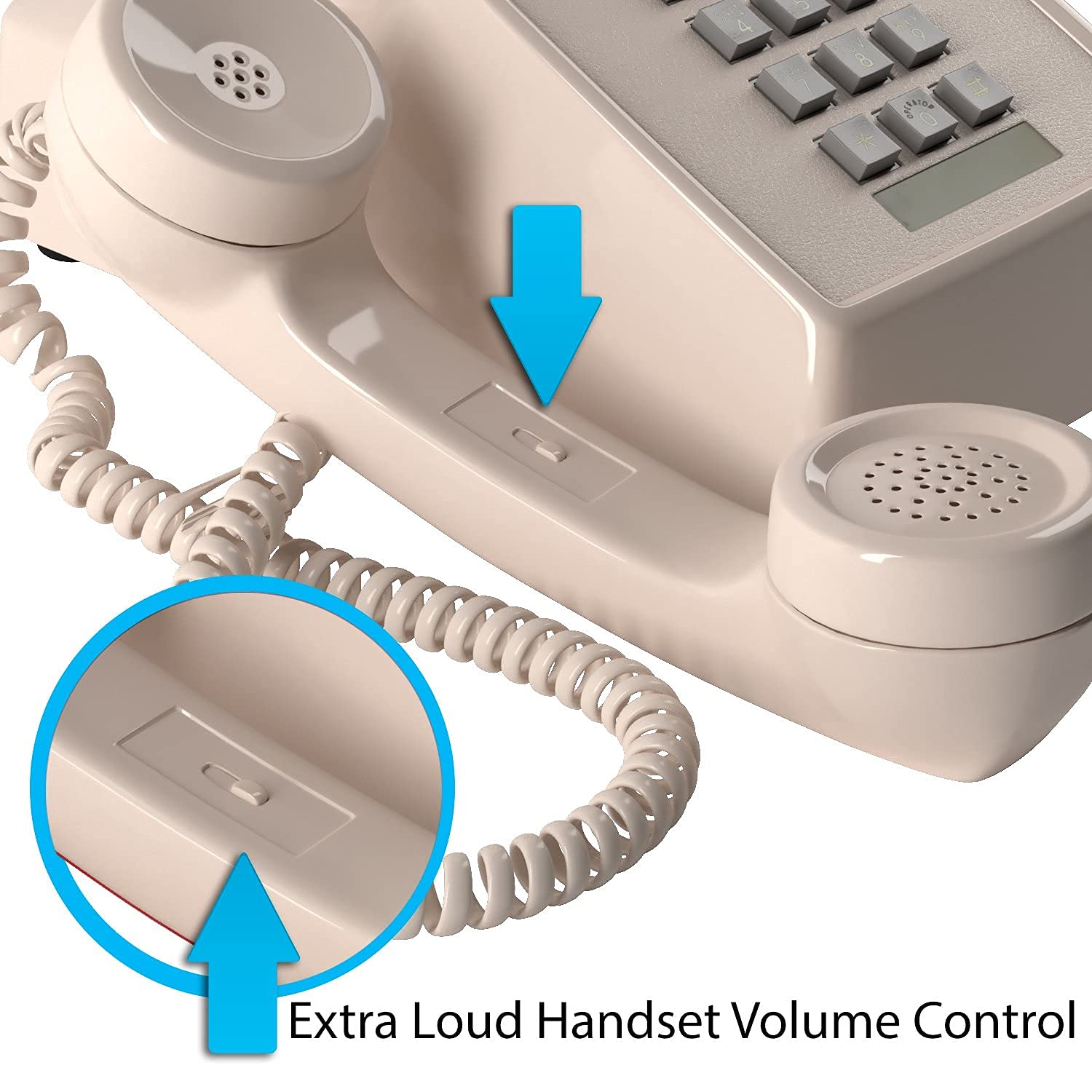 Home Intuition Classic Corded Phone For Hearing Impaired Telephone For Seniors With Extra Loud Ringer (Ash)