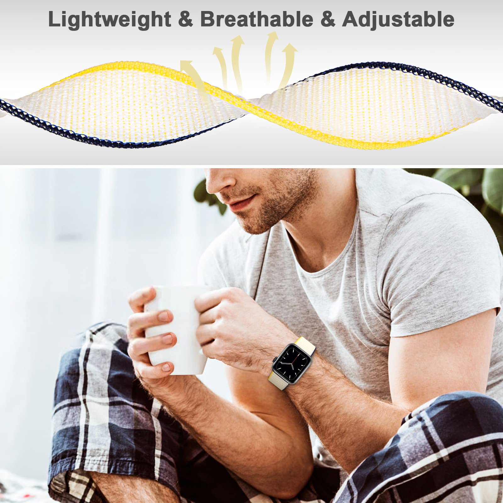 Nylon Sport Band Compatible With Apple Watch Band 38Mm 40Mm 41Mm 42Mm 44Mm 45Mm, Adjustable Breathable Women Men Braided Strap Compatible For Iwatch Series 9/8/7/6/5/4/3/2 Se Tornado Gray A