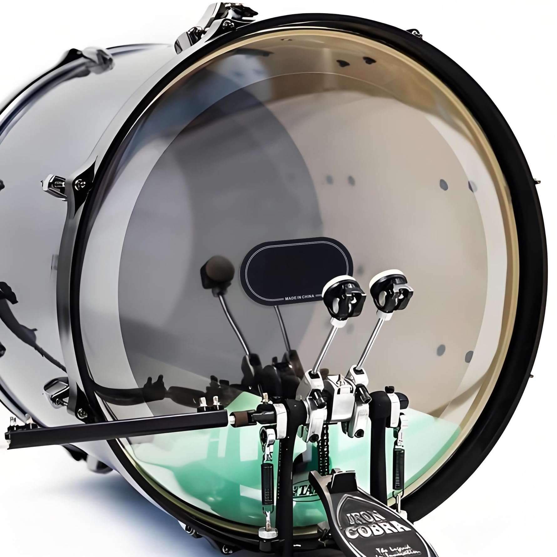 Rockhouse 4Pcs Bass Drum Double Pedal Patch, Self-Adhesive Drumhead Protector Stickers Mute Pad For Kick Drum Percussion Accesso