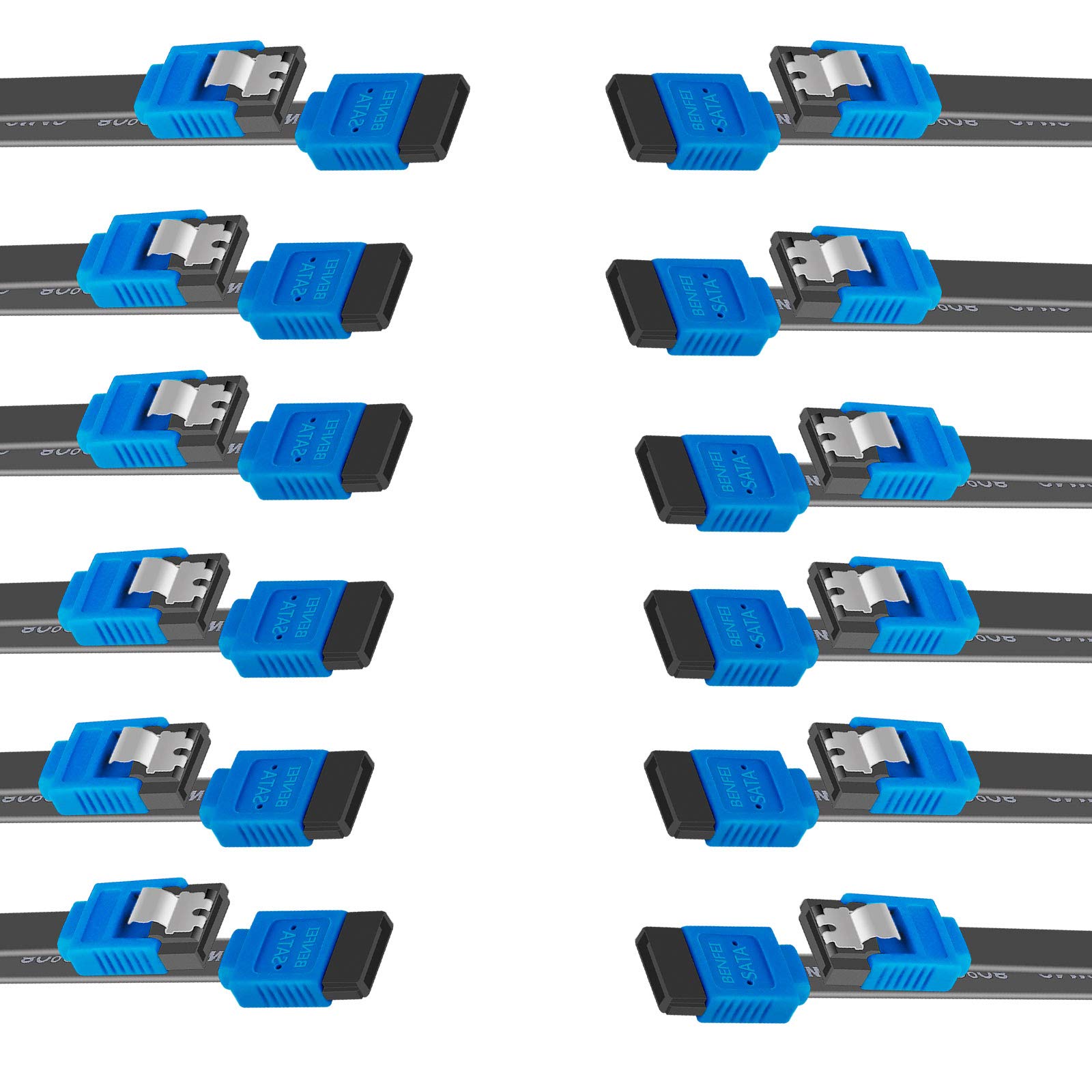 Benfei Sata Cable Iii, 12 Pack Sata Cable Iii 6Gbps Straight Hdd Sdd Data Cable With Locking Latch 18 Inch For Sata Hdd, Ssd, Cd