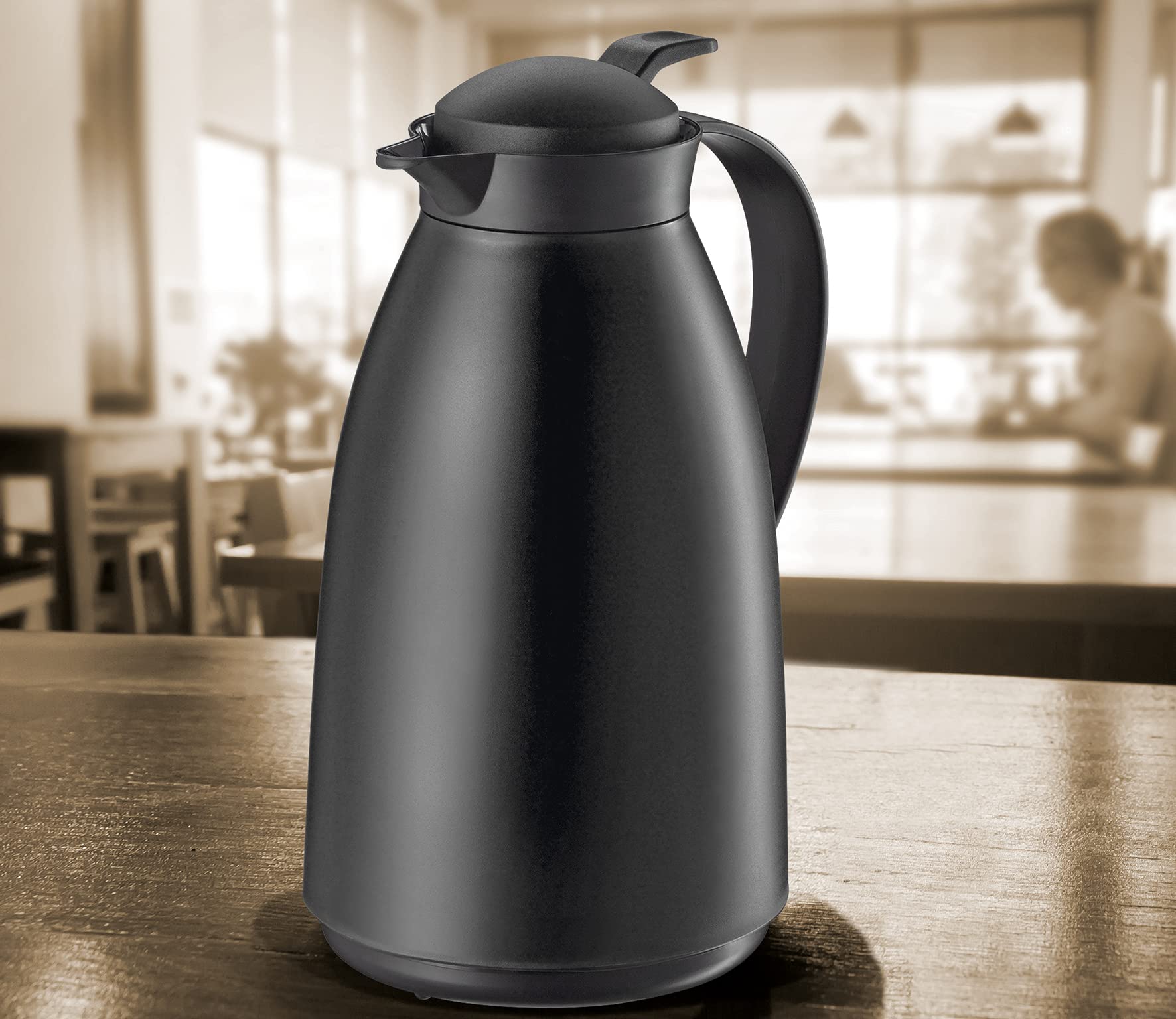 Cilio Imola Insulated Beverage Server With Glass Liner   Black   34 Ounce   Insulated Coffee Server