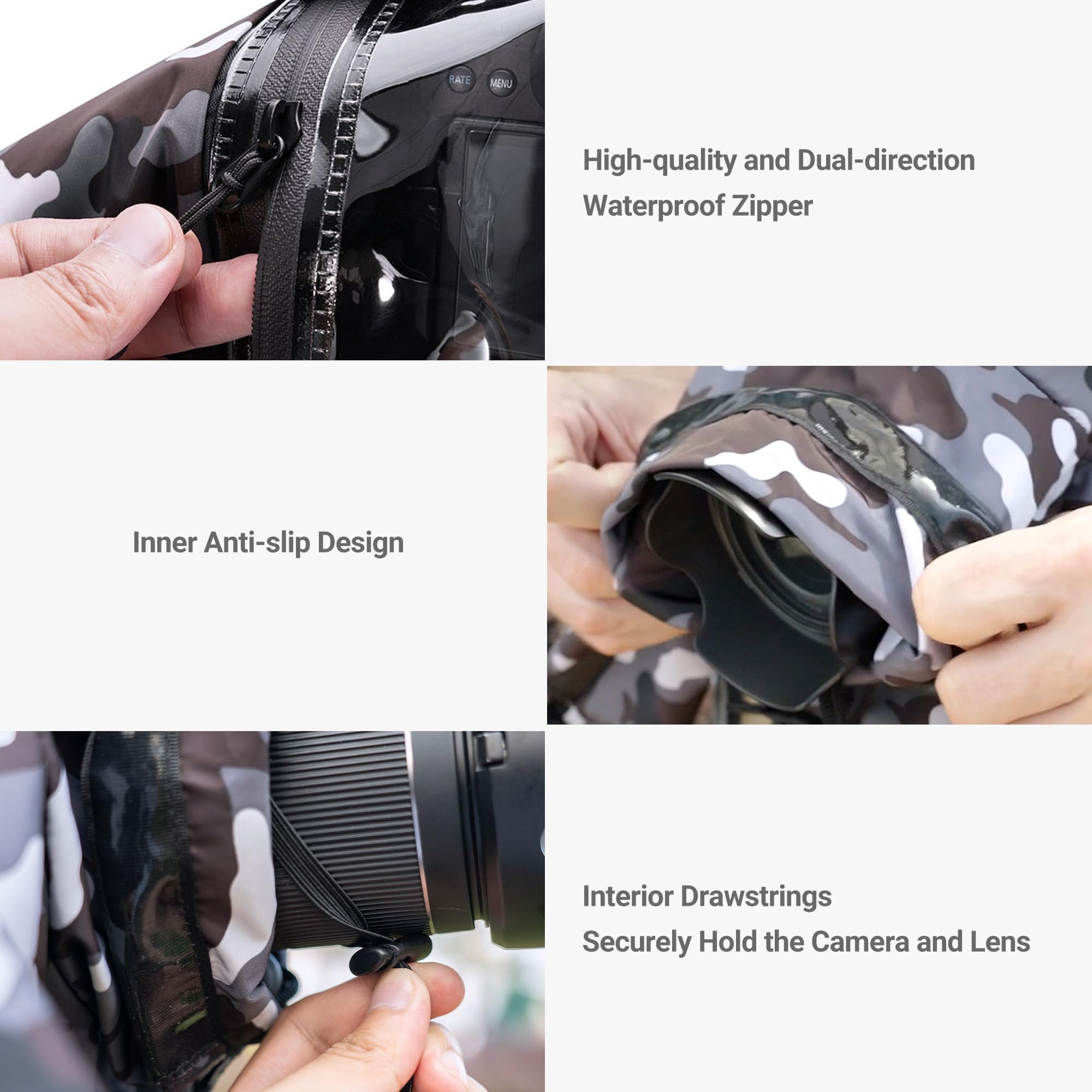 Jjc Camera Rain Cover Sleeve For Canon Nikon Sony Fujifilm Mirrorless Camera With Lens Below 7.1X5.5X9.1    (Wxhxd), Nylon Camer