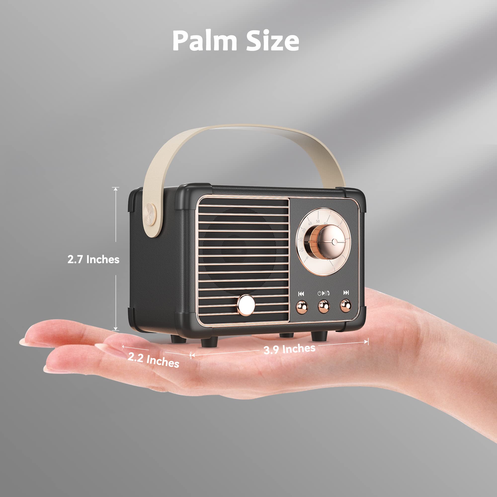 Springflora Retro Bluetooth Speaker, Vintage Decor, Small Wireless Speaker,Hands Free Call,400Ma Battery,Tf Card,Aux Line, Porta