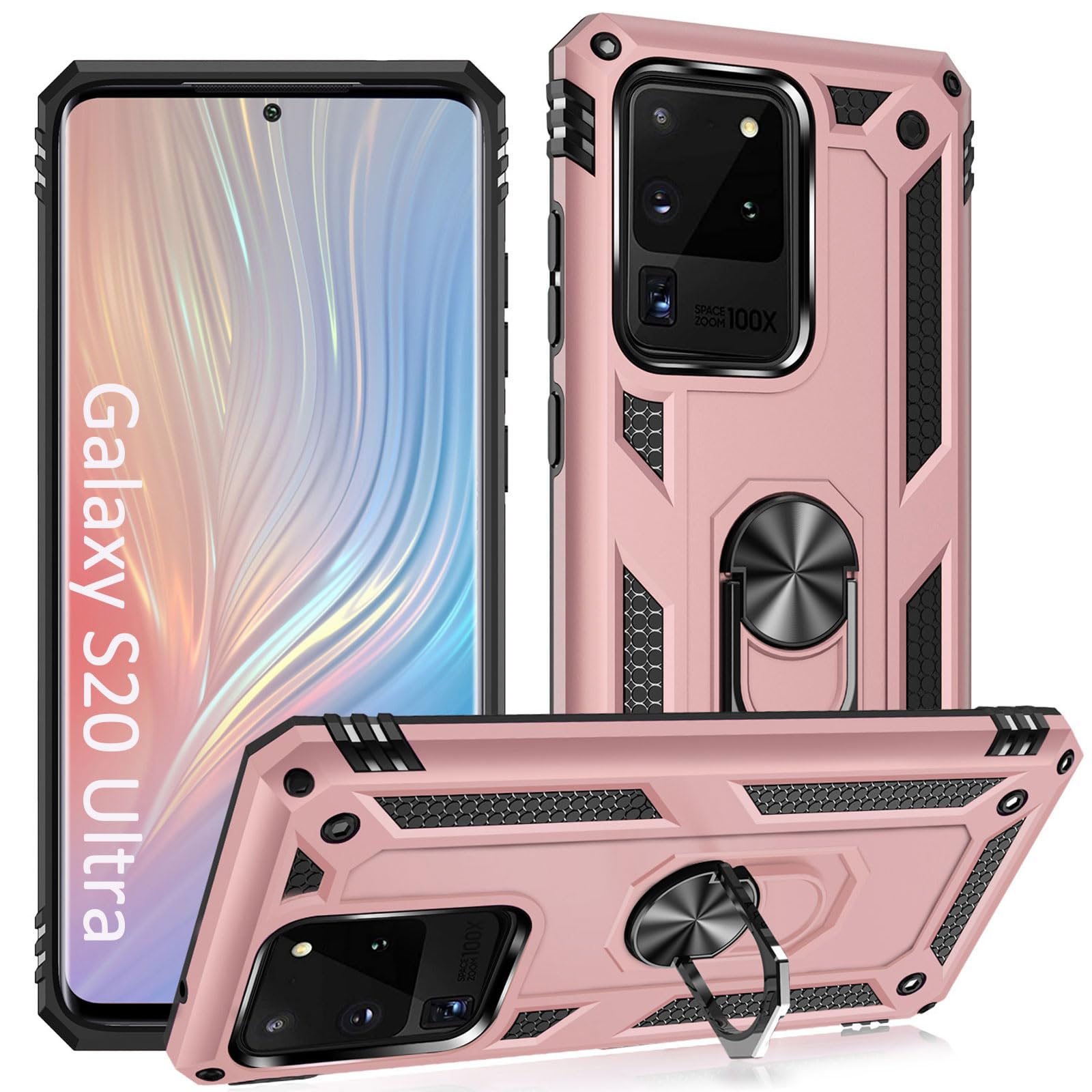 Addit Case For Samsung Galaxy S20 Ultra Phone Case Samsung S20 Ultra Case, Military Grade, Heavy Duty, With Kickstand Ring, Supp