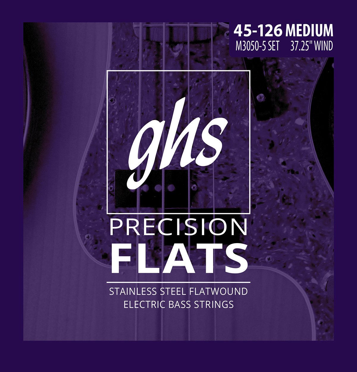 Ghs Strings, 5 String Bass Precision Flats, Stainless Steel Flatwound, 37.25'' Winding, Medium (.045.126) (M3050 5)