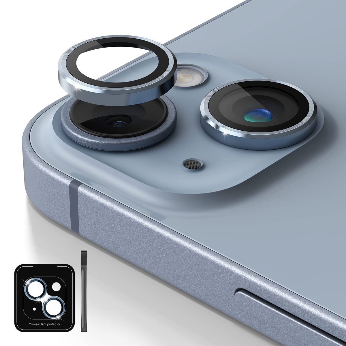 Tamoria Camera Lens Protector Compatible For Iphone 13 & Iphone 13 Mini Camera Cover Premium 9H Tempered Glass [Anti-Scratch] 99.99% Transparency For Iphone 13 & Iphone 13 Mini, Blue
