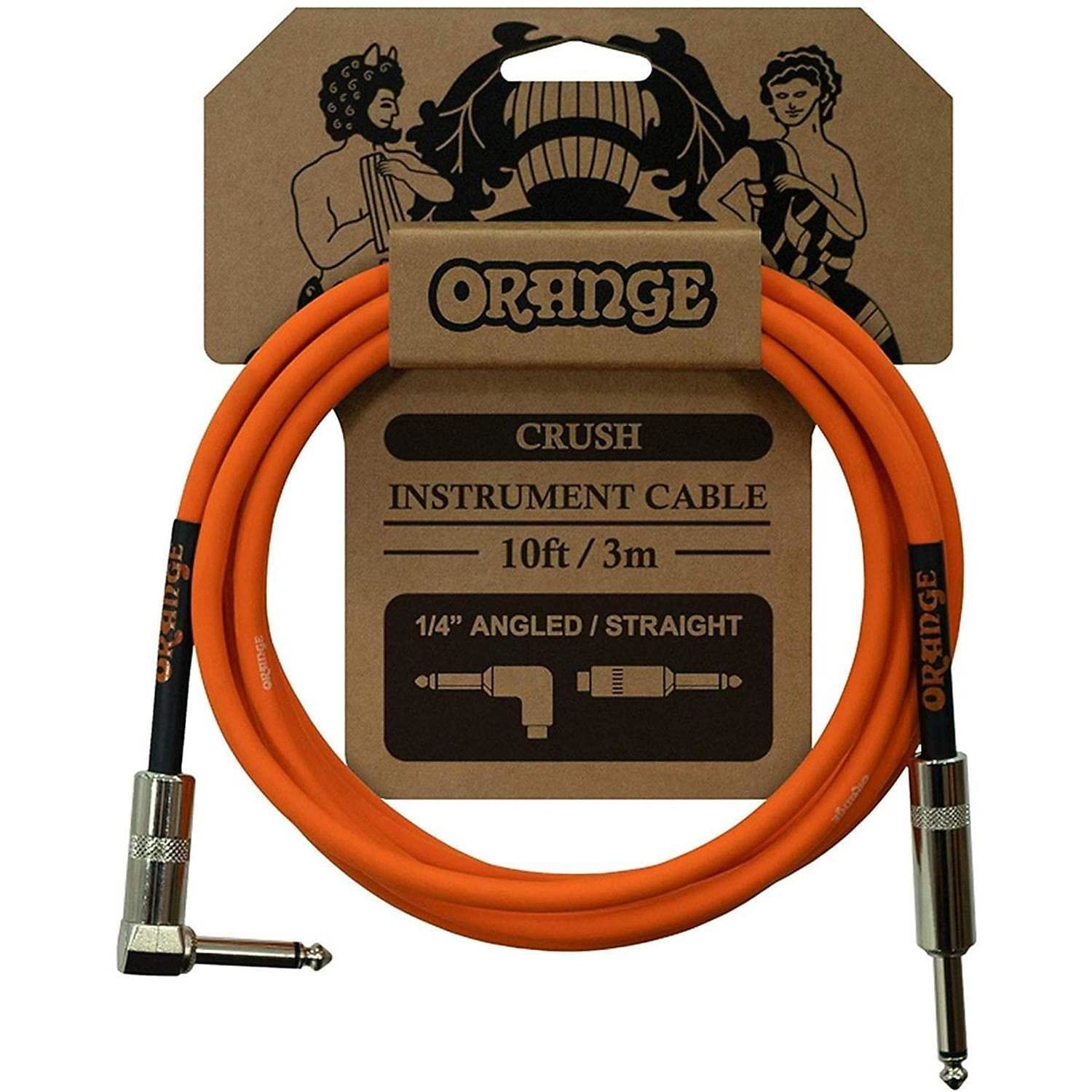 Orange Crush 10' Instrument Cable With Angled To Straight Connector, Orange