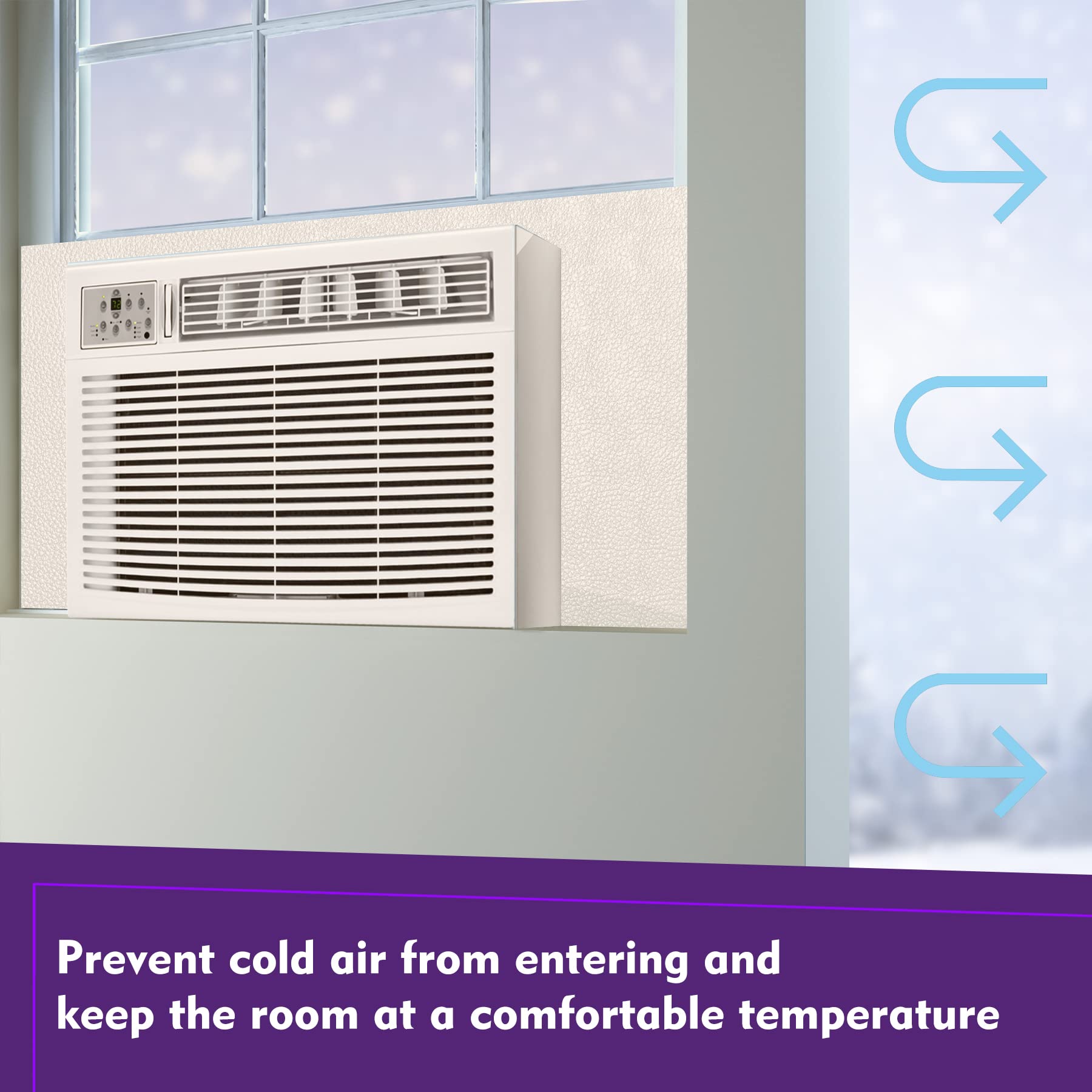 Mxclimate Full Surround Window Ac Insulation Foam Side Panels For Air Conditioner Units, 48'' Width Indoor Window Seal Kit Cover