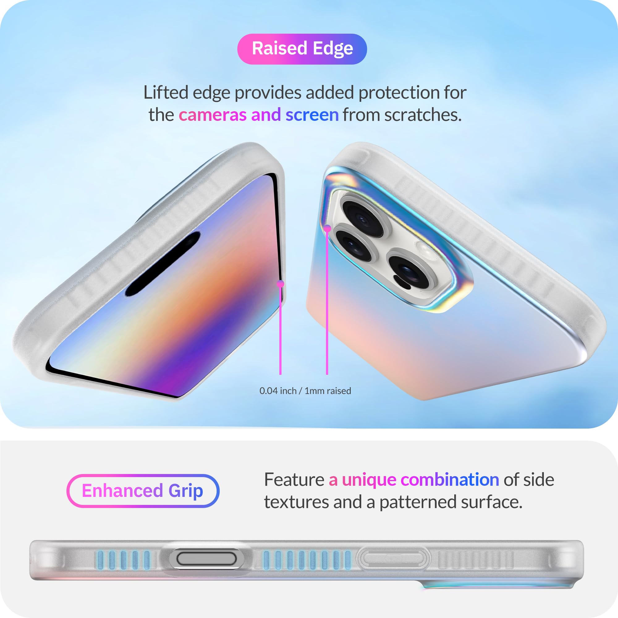 Lonli Hue   For Iphone 16 Pro Max Case   Holographic Iridescent Phone Case   [360 Shock Absorbent Bumper]   Cute, Unique And Aes