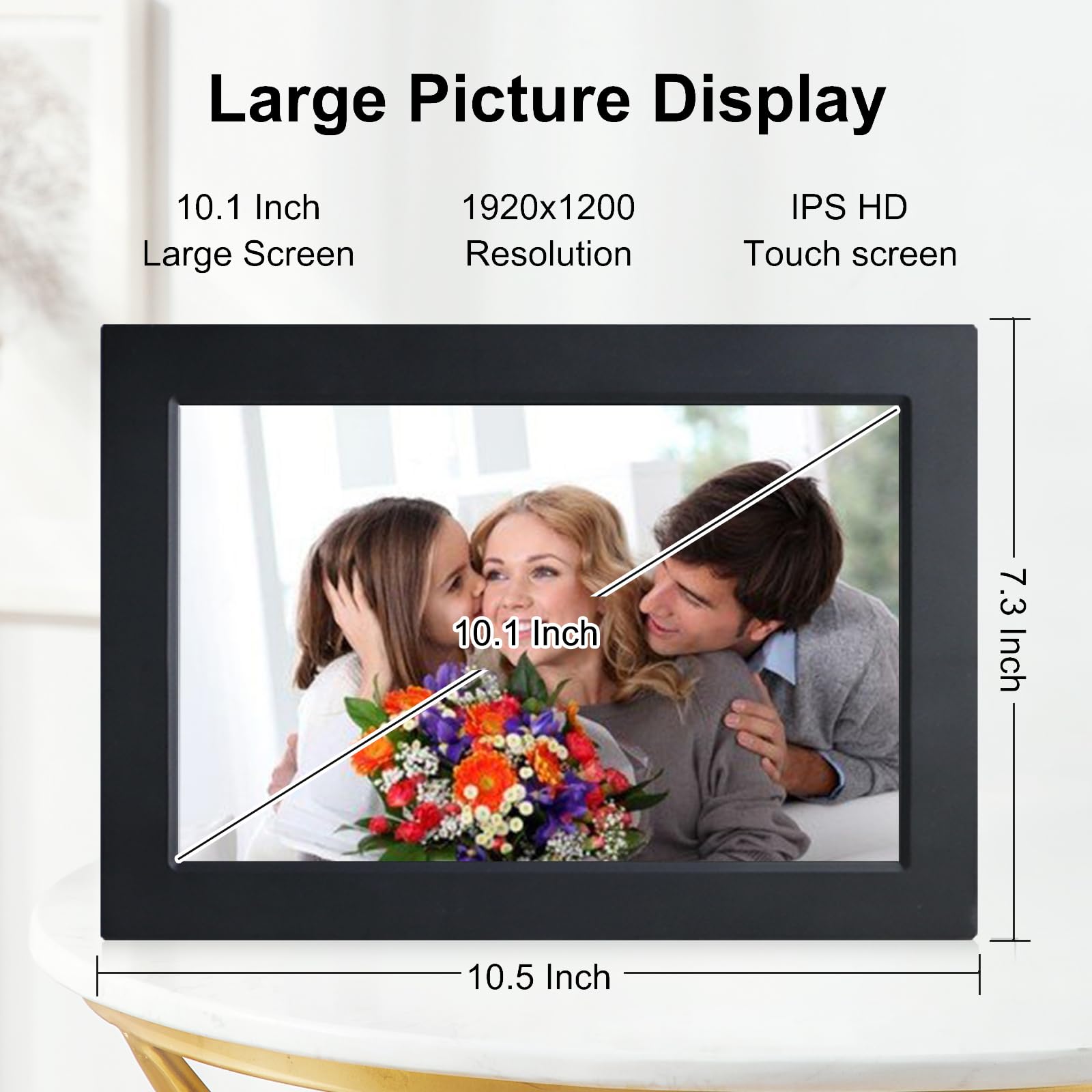 Wifi Digital Photo Frame 10.1 Inch Picture Frame With 16 Gb Storage, 1920 * 1200 Ips Touch Screen Hd Display Smart Digital Frame