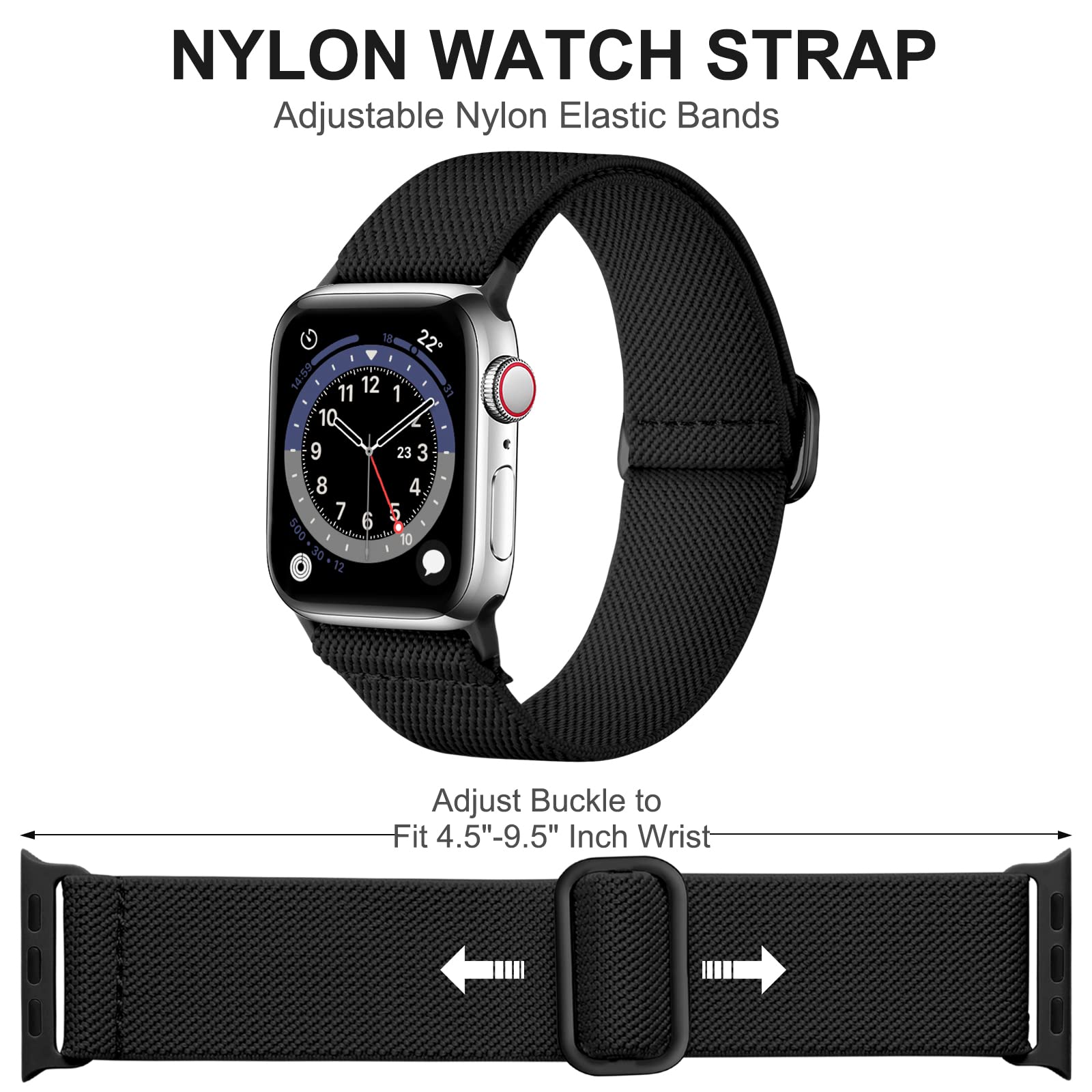 Adorve Compatible With Apple Watch Band 45Mm 44Mm 49Mm 42Mm 41Mm 40Mm 38Mm For Men Women, Stretchy Solo Loop Nylon Elastic Braid