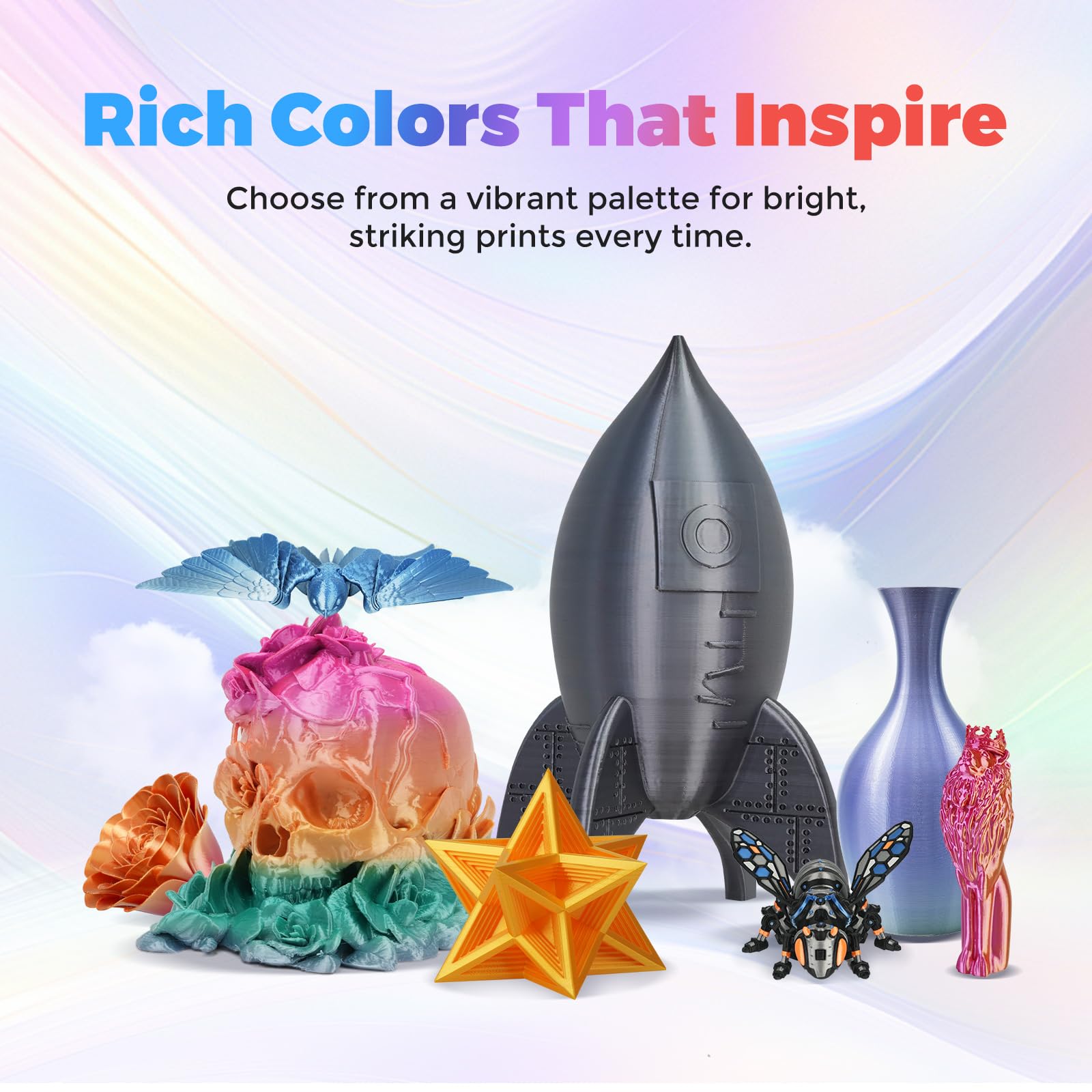 Flashforge 3D Printer Filament Silk Pla 1.75Mm 1Kg Spool-Dimensional Accuracy +/- 0.02Mm (Silver)