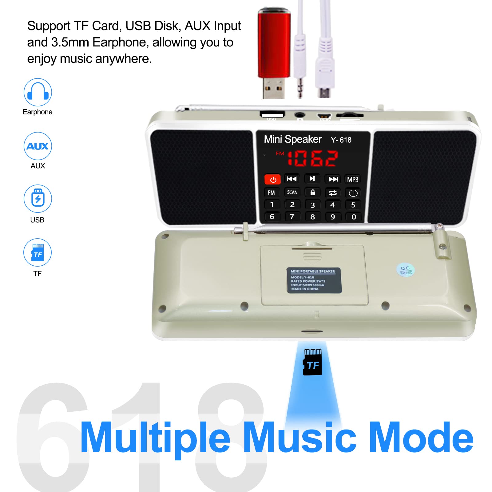 Lefon Multifunction Digital Fm Radio Media Speaker Mp3 Music Player Support Tf Card Usb Drive With Led Screen Display And Settin