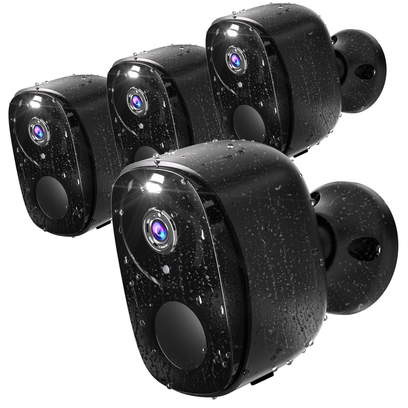 Elecctv Security Cameras Wireless Outdoor 4Pack, 2K Battery Powered Camera For Home Security With Ip65, Sd/Free Cloud Storage, N