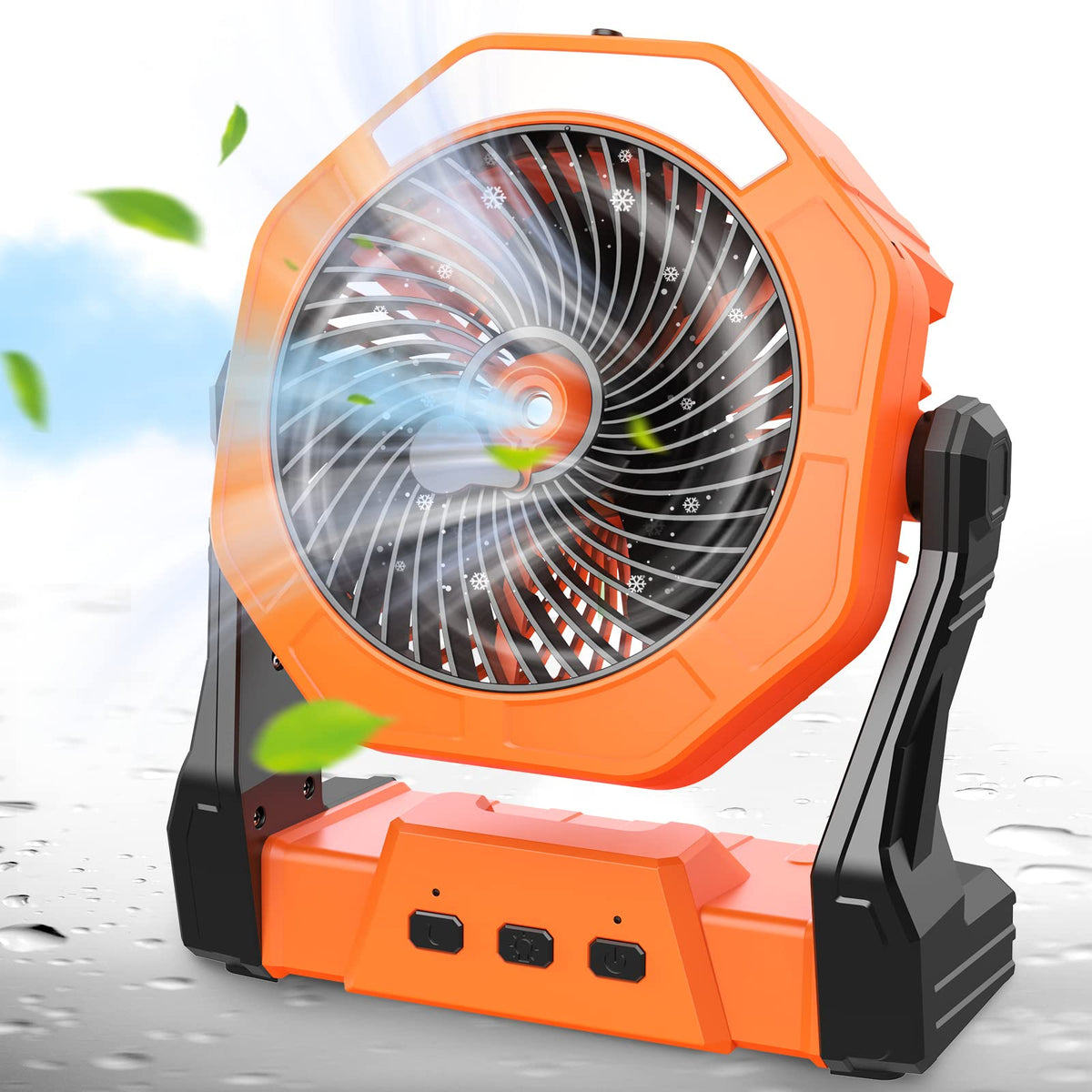 Upgraded Camping Fan, Misting Fan Portable With Light & 250Ml Water Tank, 10000Mah 8 Inch Battery Operated Rechargeable Outside