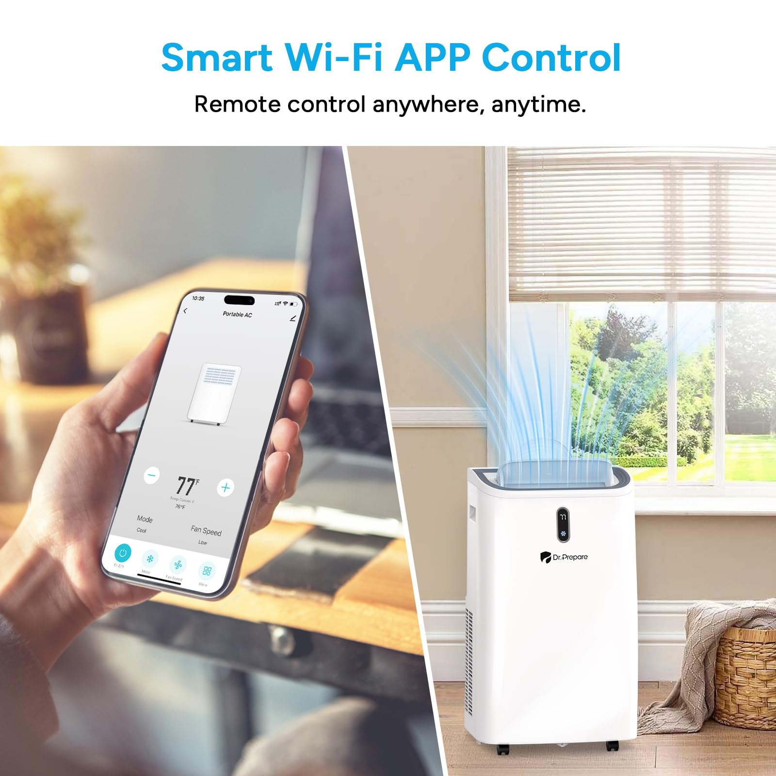 Dr.Prepare 14,000 Btu Portable Air Conditioner With Wifi Enabled, Cooling, Dehumidifier, Fan & Sleep Modes 4-In-1 Portable Ac W/