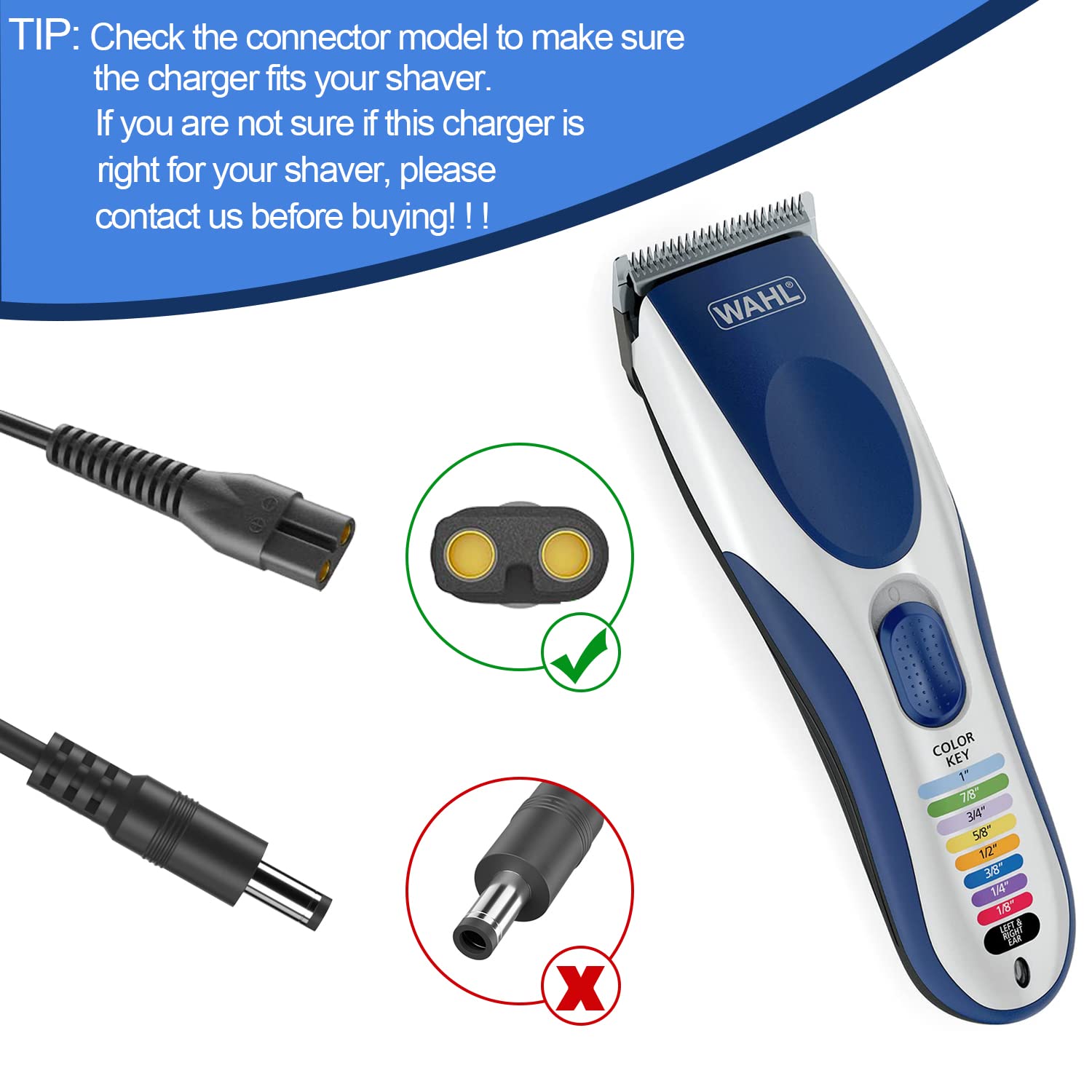 3.5V Hair Clipper Charger For Wahl Color Pro 9649 Cordless Hair Clipper & Trimmer