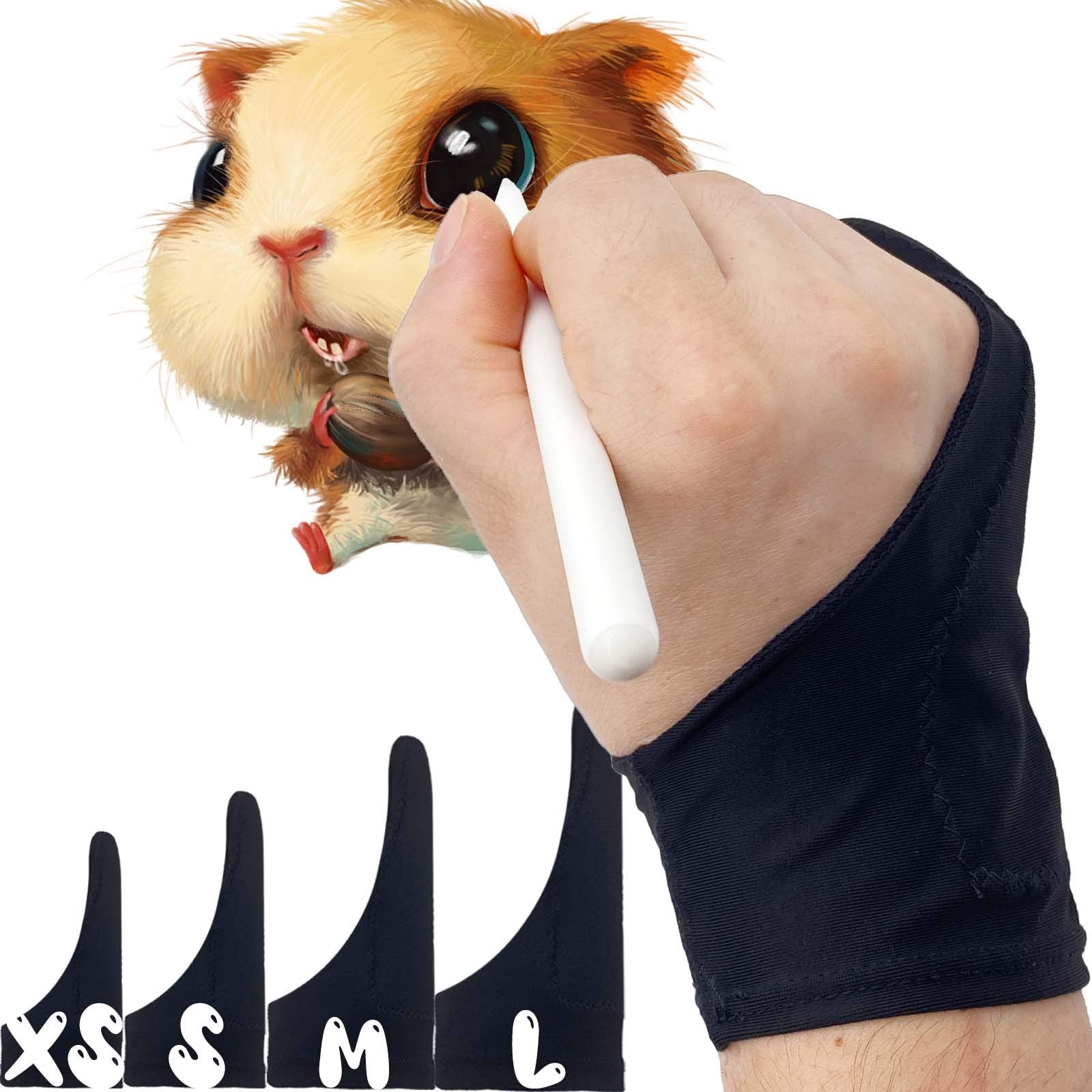 Akx Artist Glove Small   2 Pack Palm Rejection Drawing Gloves For Graphic Tablet, Ipad   Smudge Guard, Reduce Friction, 1 Finger