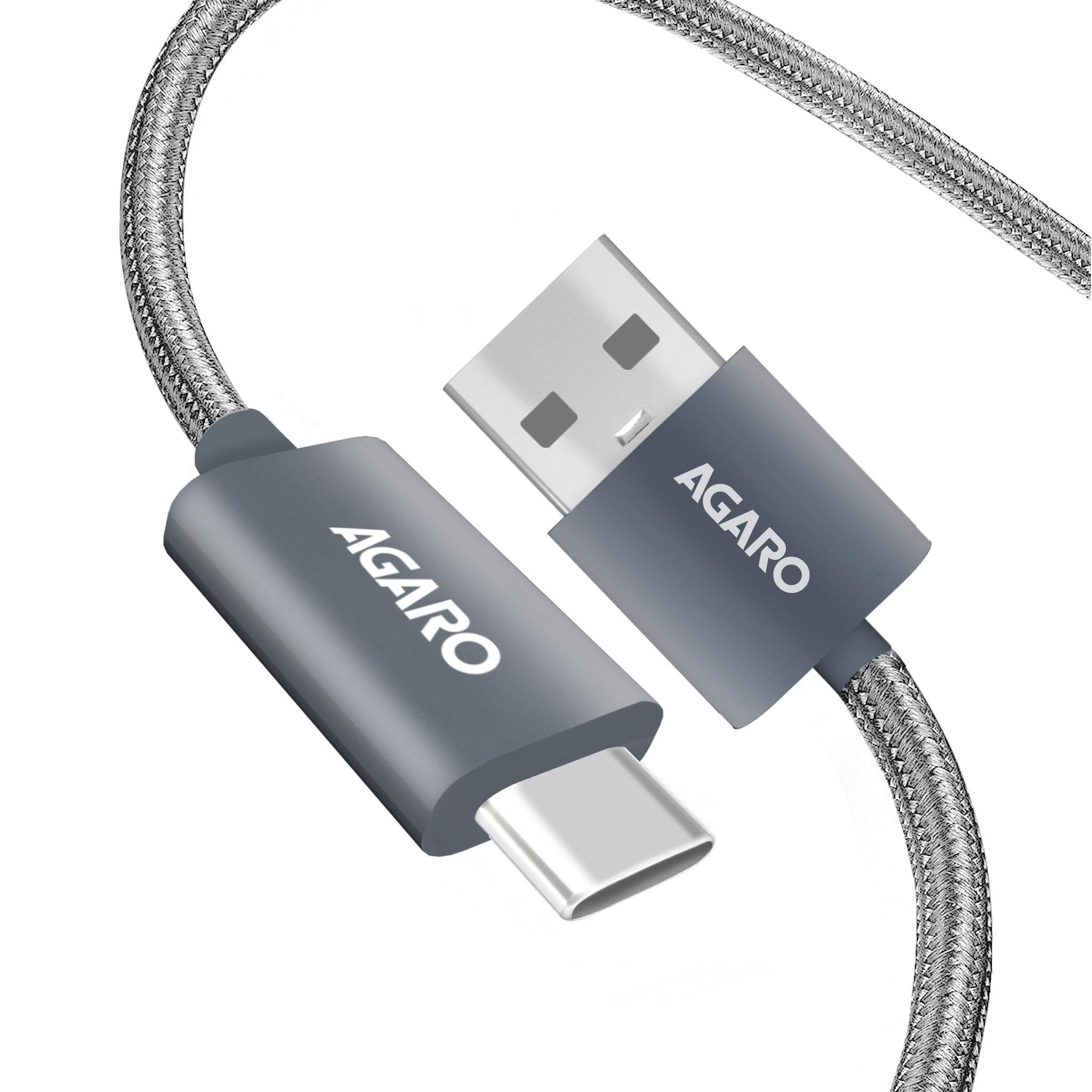 AGARO USBA to Type C Cable, Unbreakable Braided Cable, 3A Fast Charging, Compatible with All Type C Devices Including Smartphon