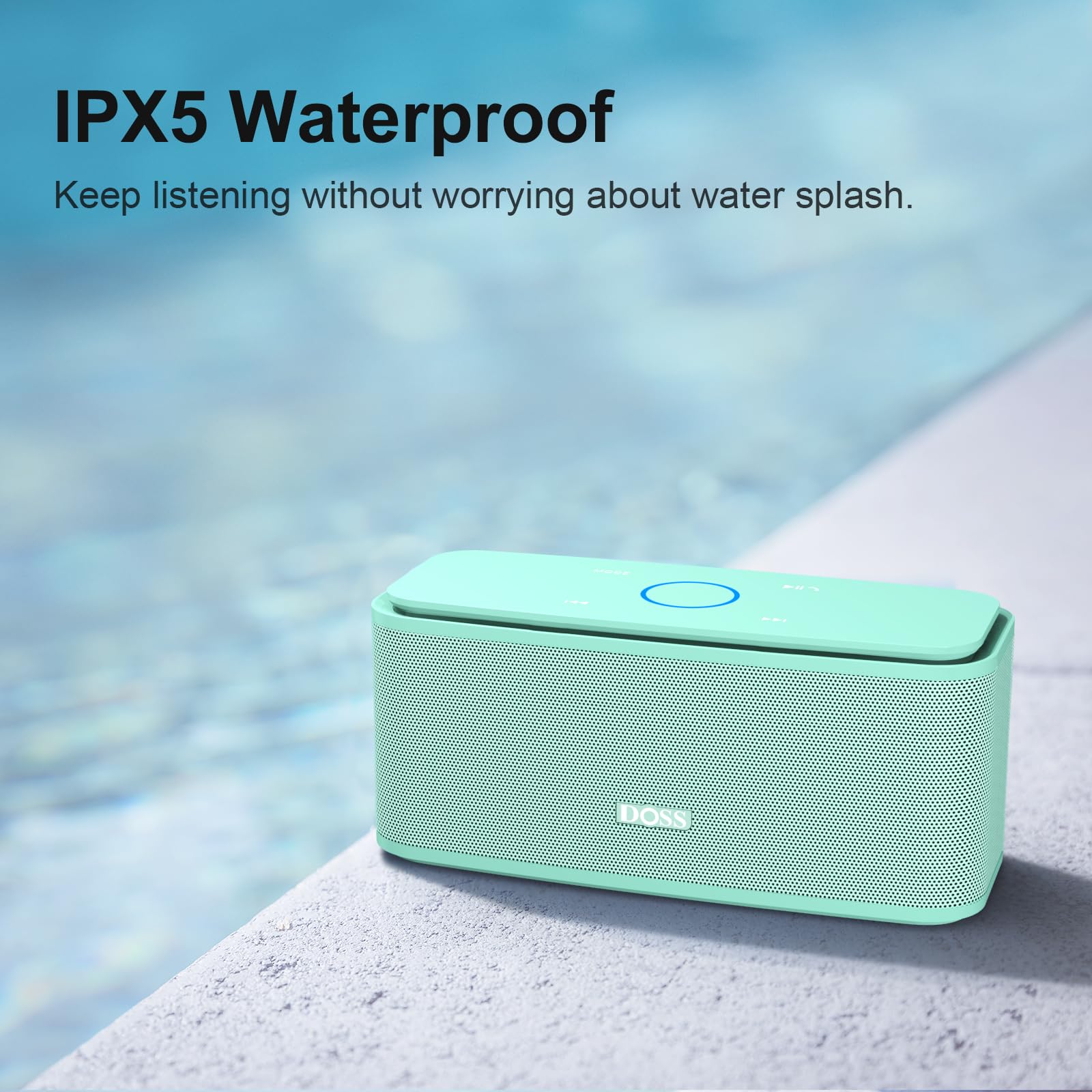 Doss Bluetooth Speaker, Soundbox Touch Portable Wireless Speaker With 12W Hd Sound And Bass, Ipx5 Water Resistant, 20H Playtime, Touch Control, Handsfree, Speaker For Home, Outdoor, Travel Green