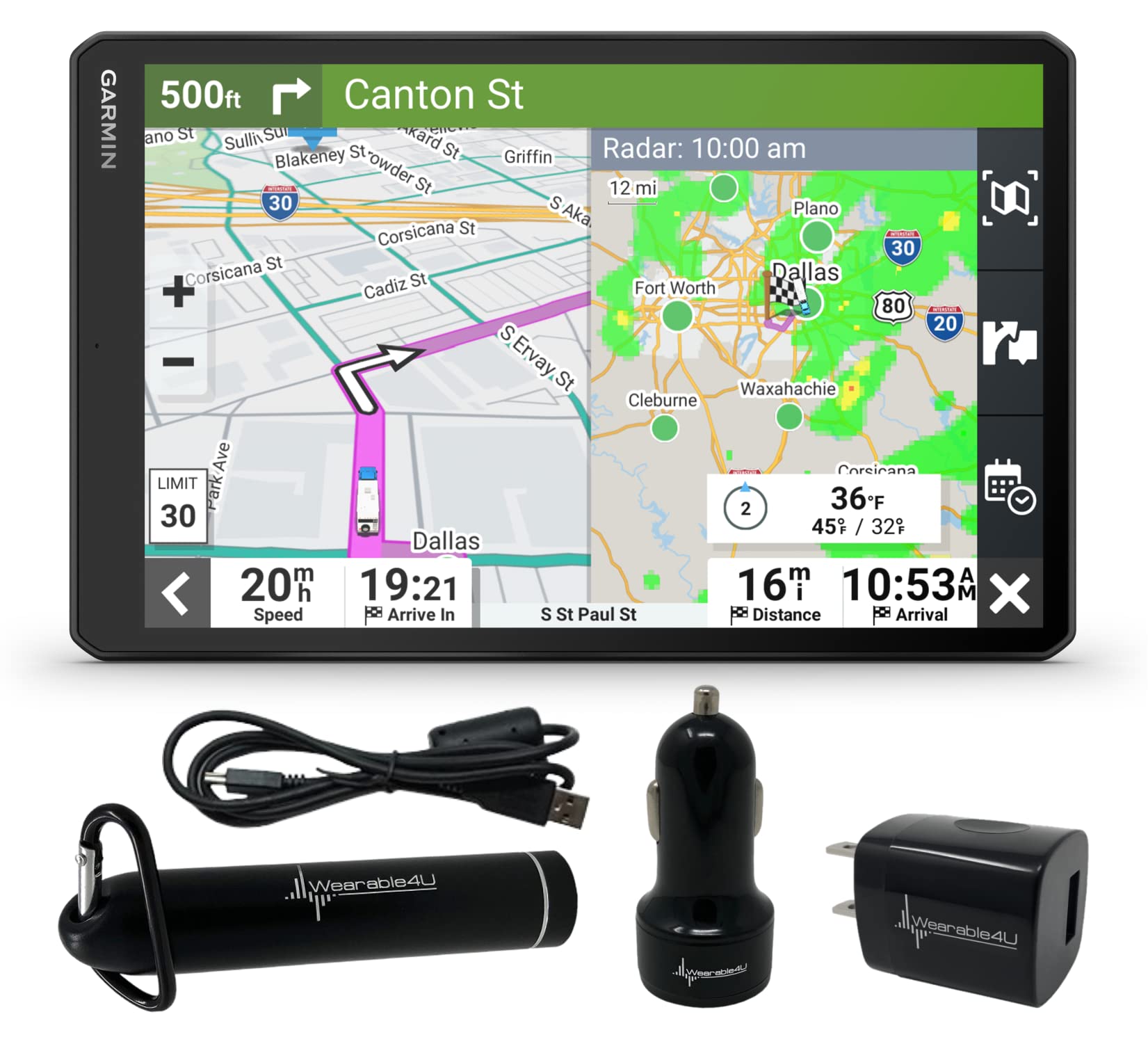 Garmin Rv 1095 Gps Navigator, Extra Large 10In Display In Landscape Or Portrait Mode, Custom Rv Routing, High Resolution Birdsey