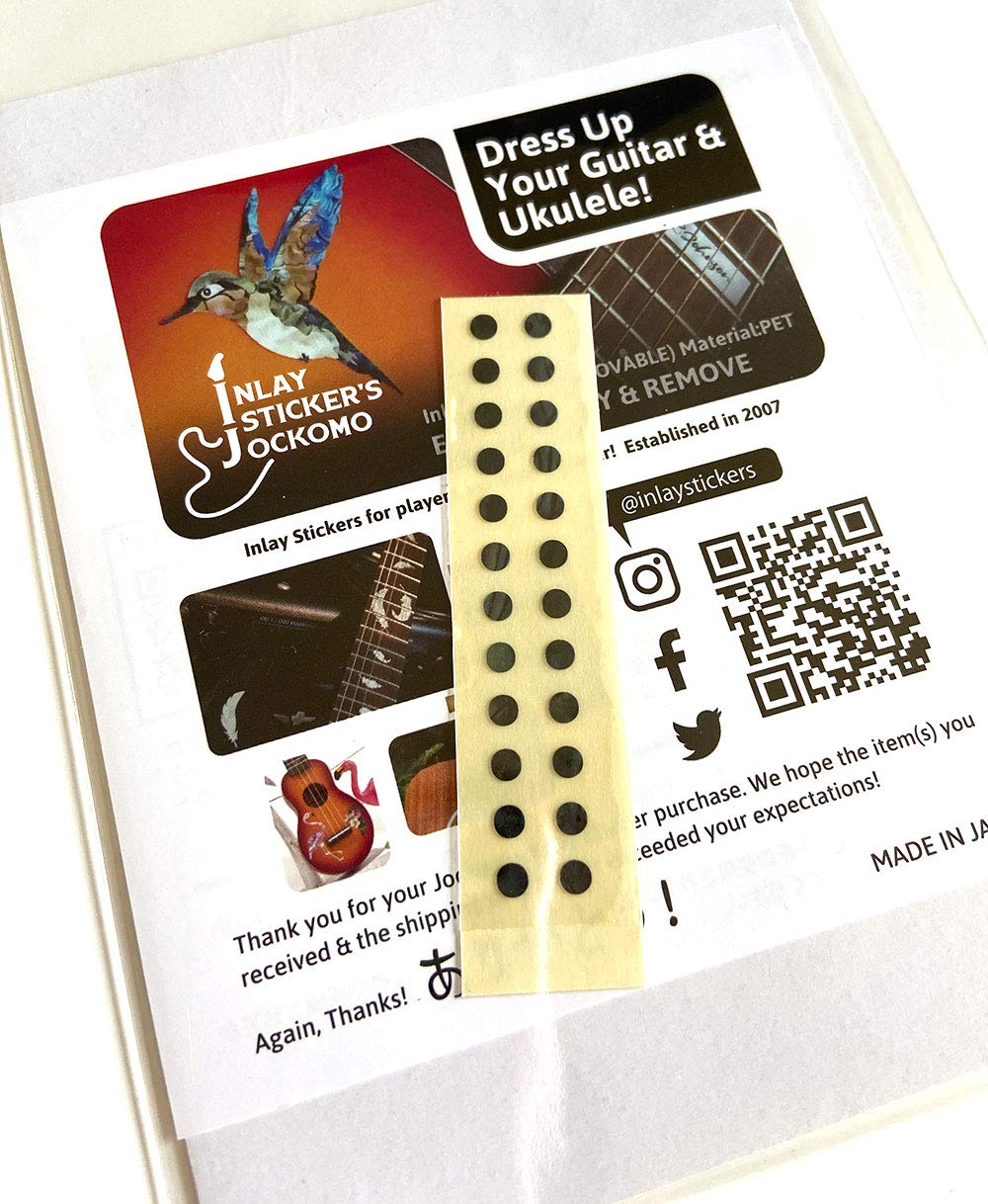 Inlay Sticker Fret Markers for Guitars & Bass - 1/8 Small Side Marker Dots - Black Pearl