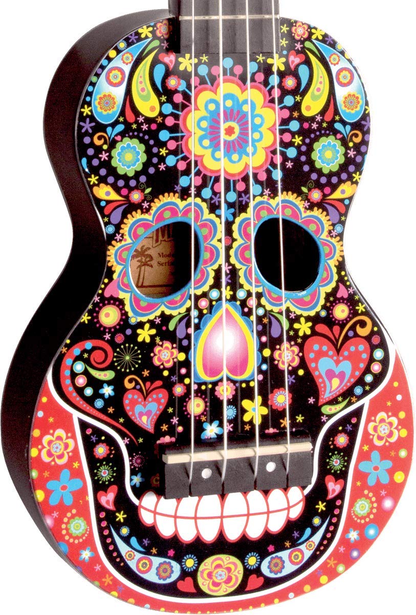 Mahalo Ukuleles Mahalo Art Series, 4-String Ukulele, Right Handed, Day Of The Dead Graphic, Soprano (Ma1Sk Bk)