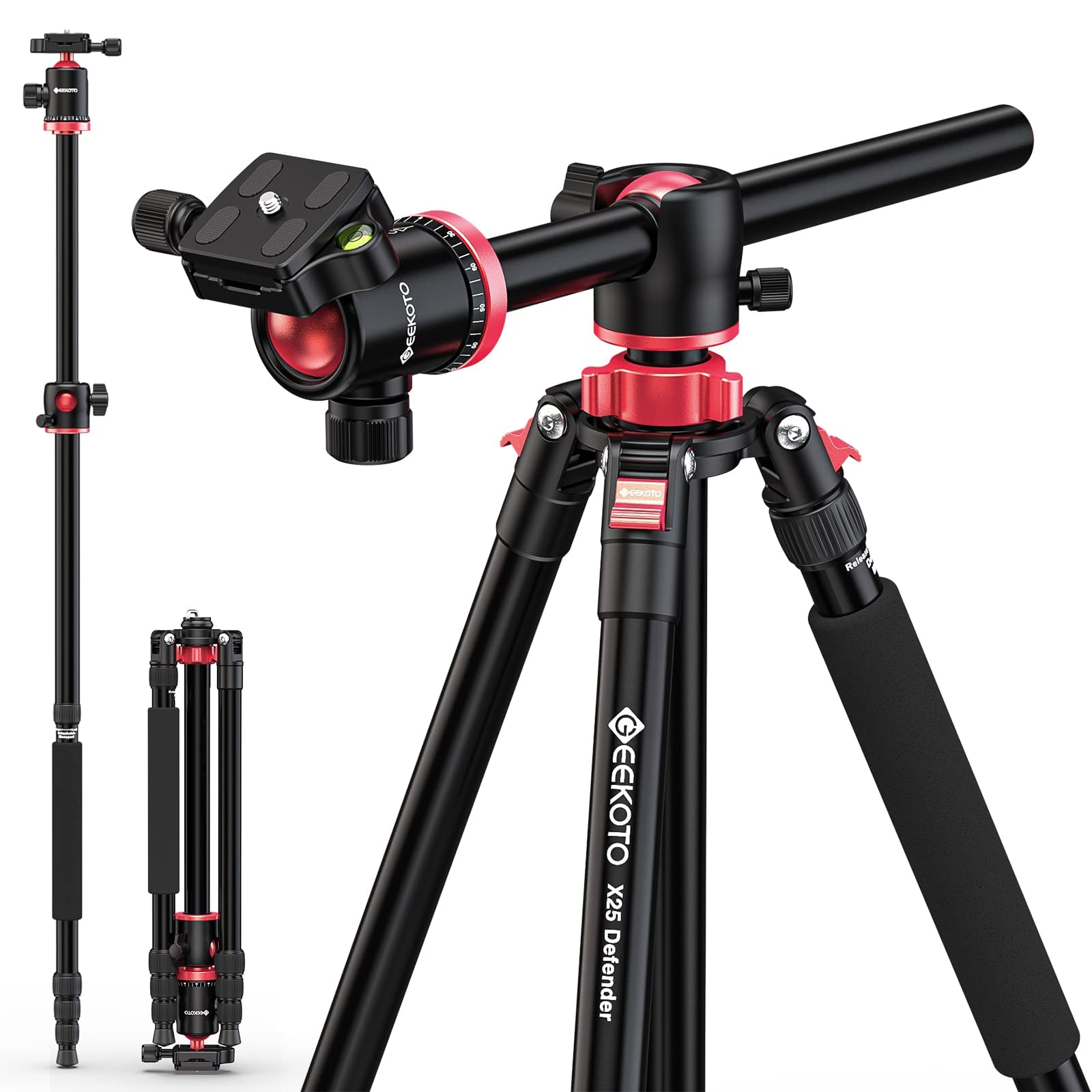 Geekoto Camera Tripod, Tripod For Dslr Camera, Aluminum Tripod With 360 Degree Ball Head And Rotatable Center Column, Bag,Video Camcorder Tripod,75 Inch Professional Tripod For Travel And Work.