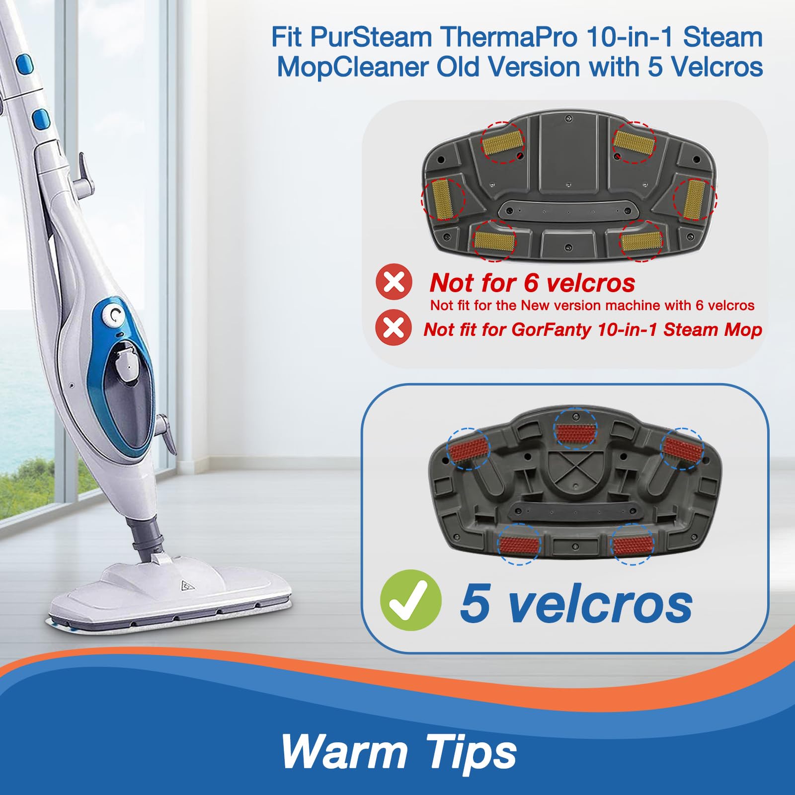 Mxzone 8 Pack Steam Mop Replacement Pads Compatible With Pursteam Steam Mop Cleaner 10 In 1, 4 Upgraded Ultra Cleaning Pads And