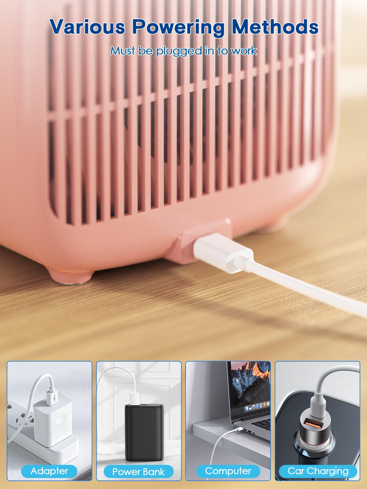 Let'Me Desk Fan, 11.8 Inch Bladeless Fan Mini Office Fan 4 Speeds With 5 Colors Ambient Light, Usb Table Fan Small Quiet For Hom