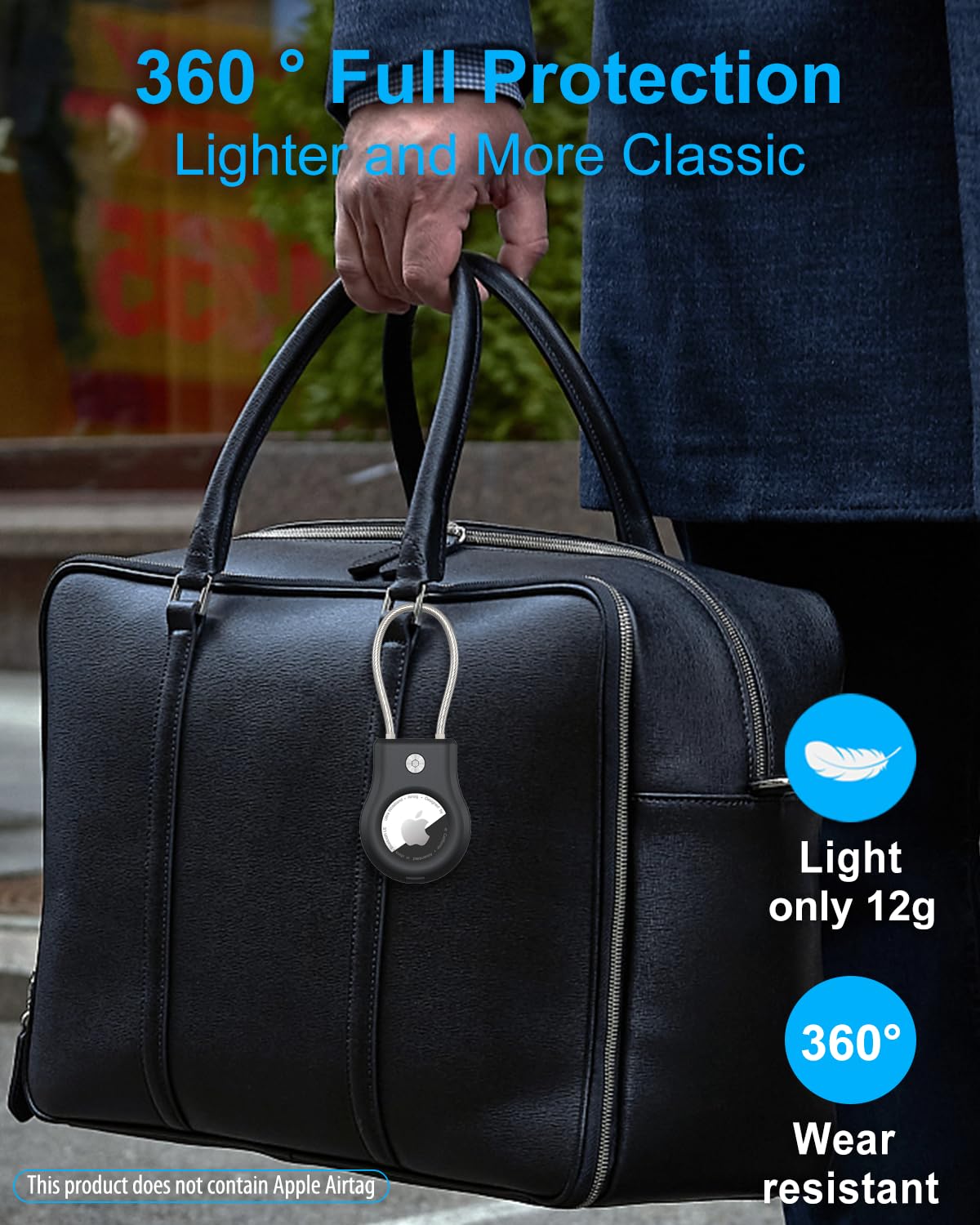 Airtag Keychain Holder 2 Pack, Air Tag Lock Case Holders With Wire Cable, Sturdy Protection Airtag Key Chain, Compatible Apple A